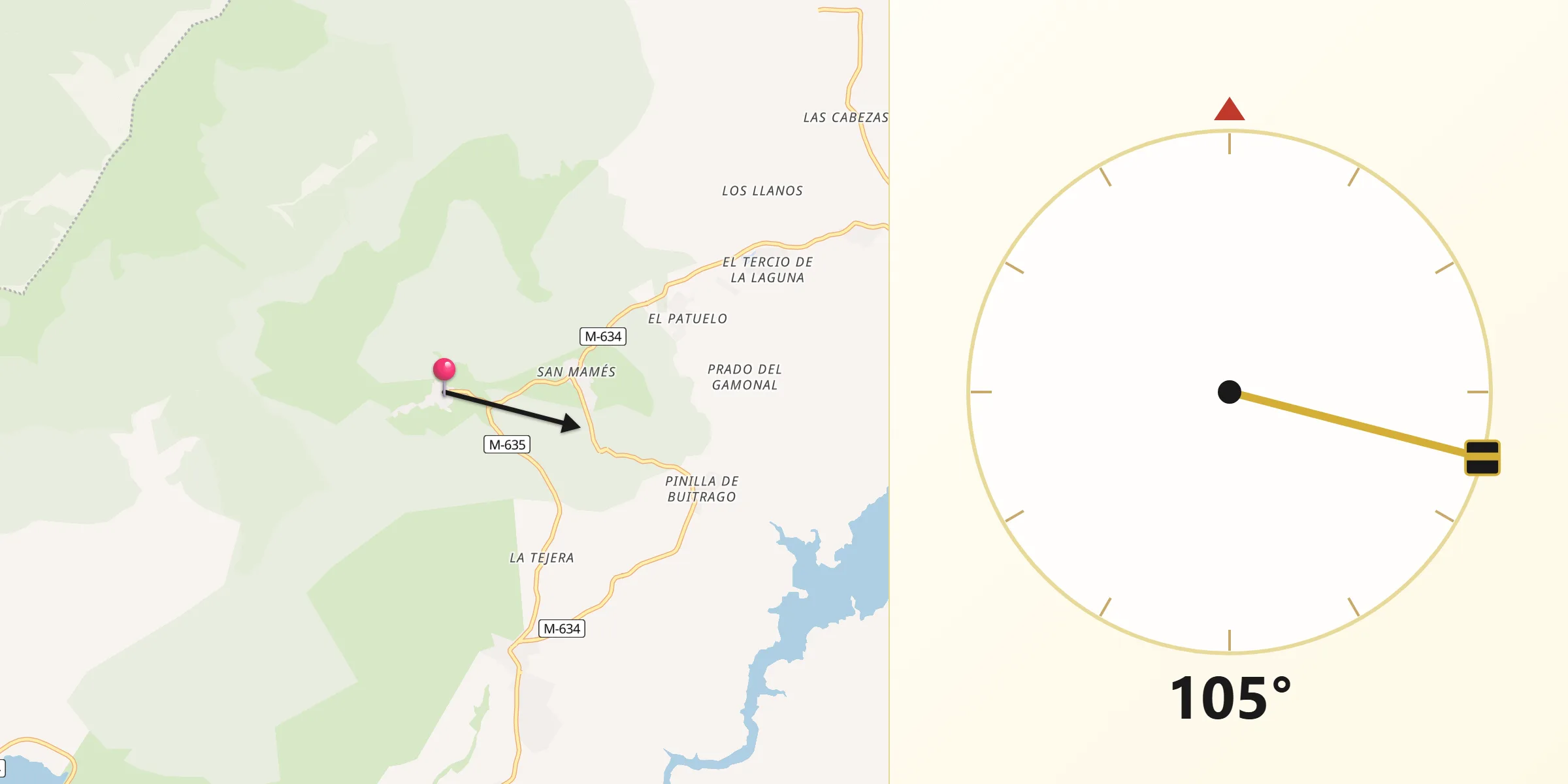 Dirección de la Qibla desde Navarredonda y San Mamés