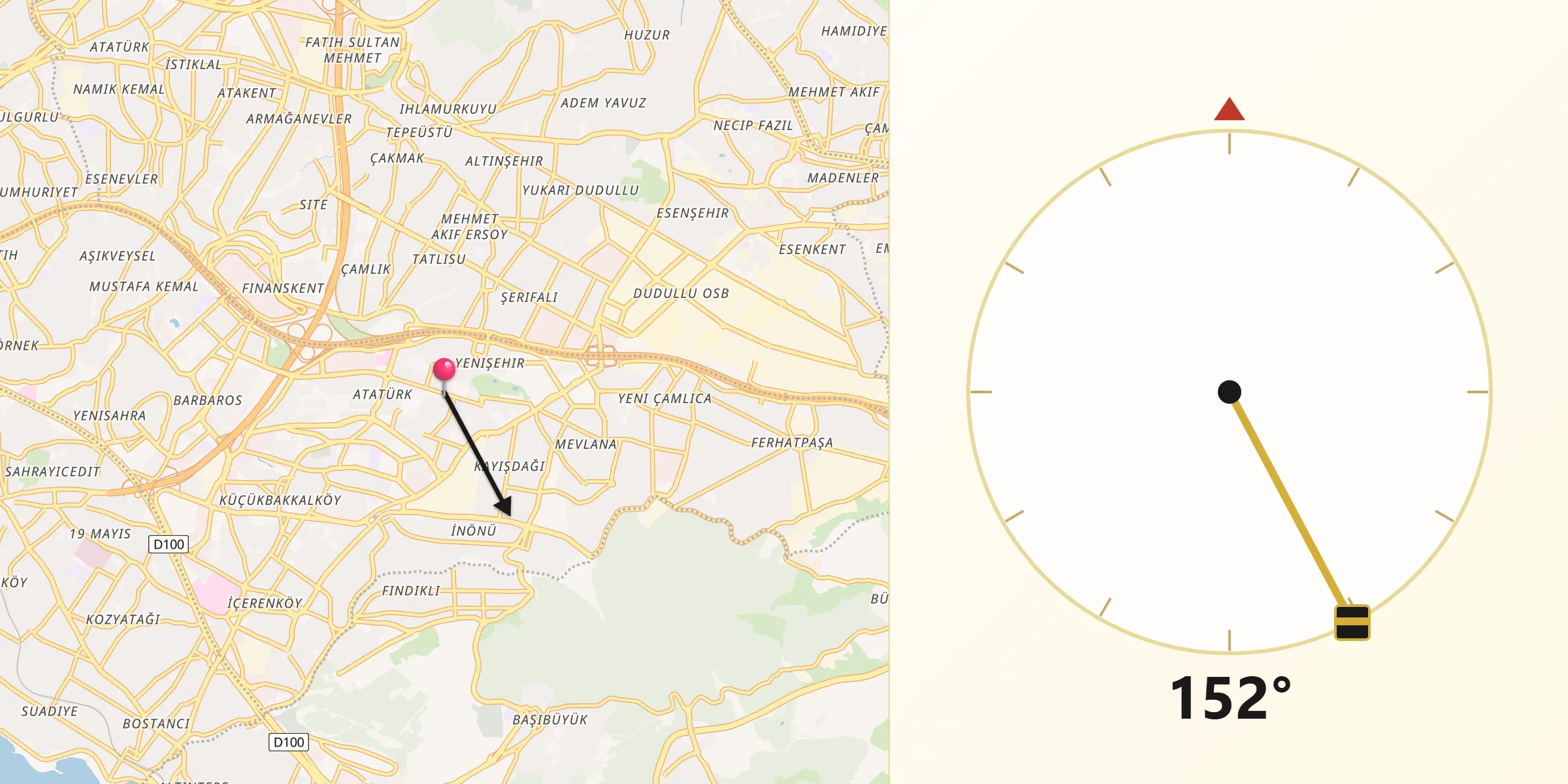 Kierunek Qibla z Ataşehir