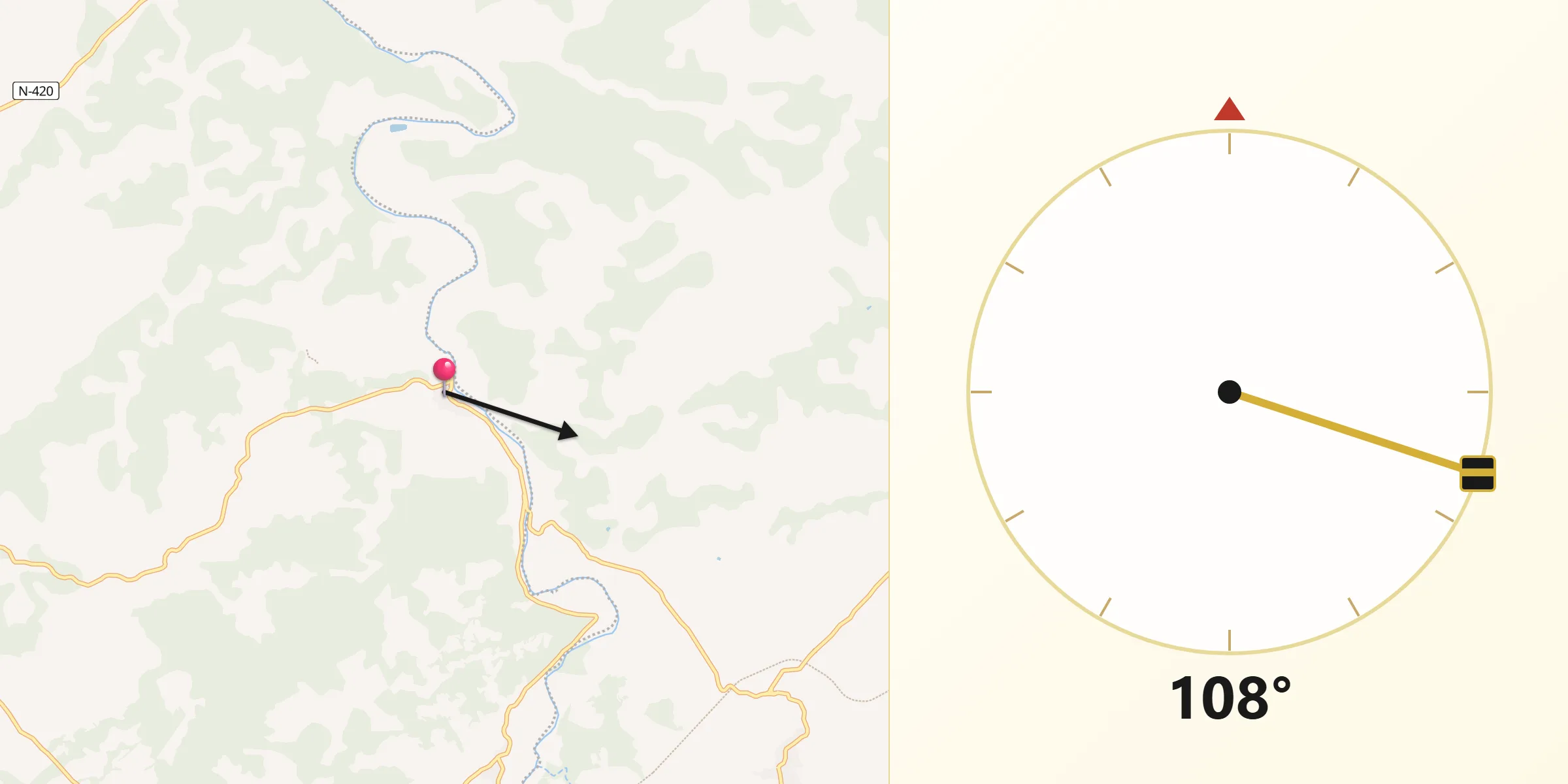 Dirección de la Qibla desde Arens de Lledó
