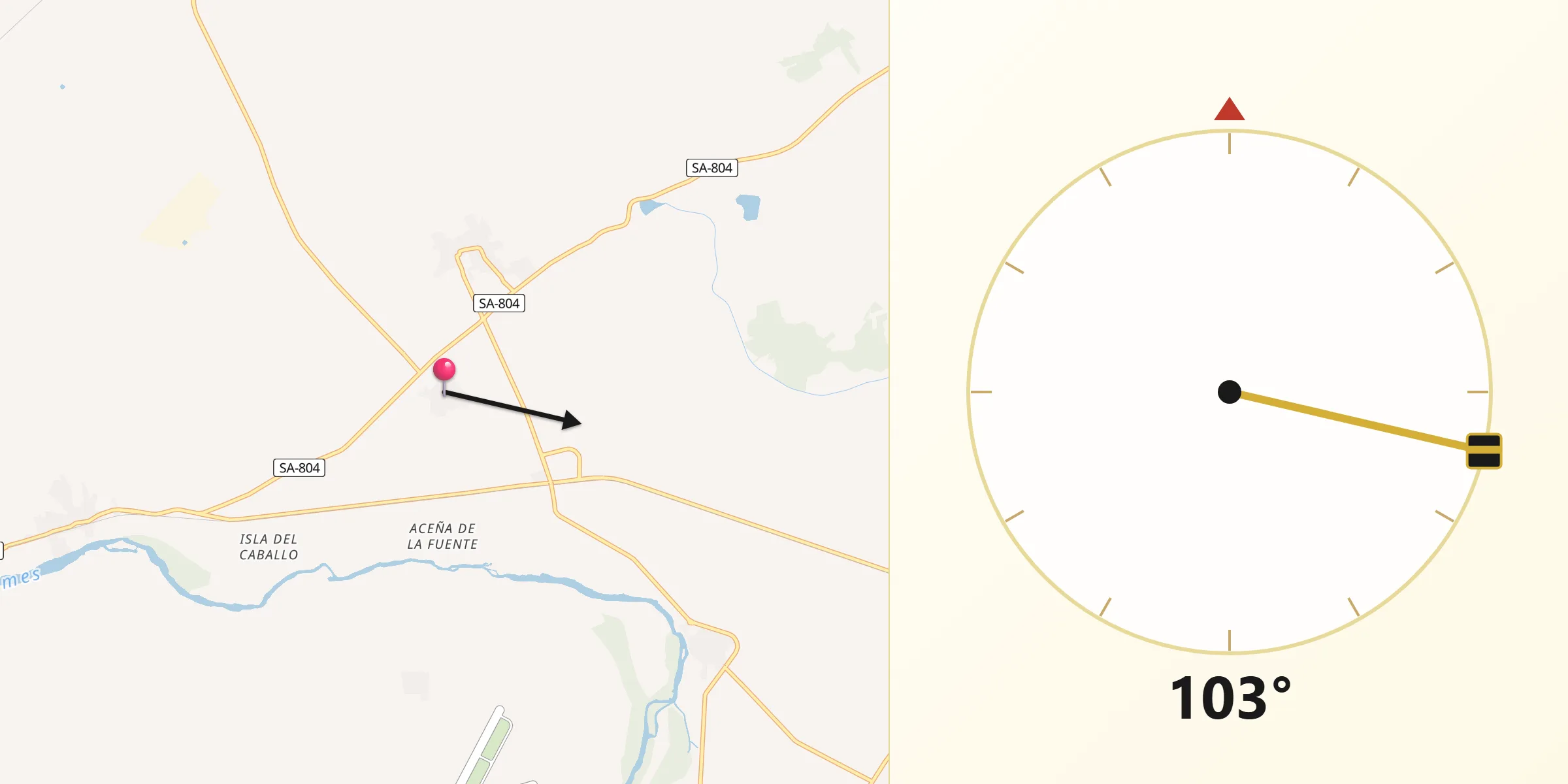 Dirección de la Qibla desde San Morales