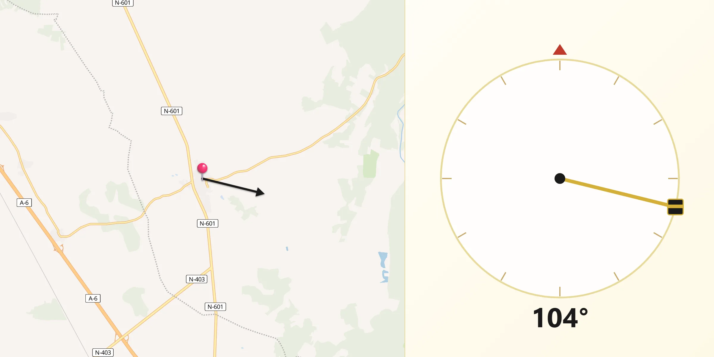 Dirección de la Qibla desde Martín Muñoz de las Posadas