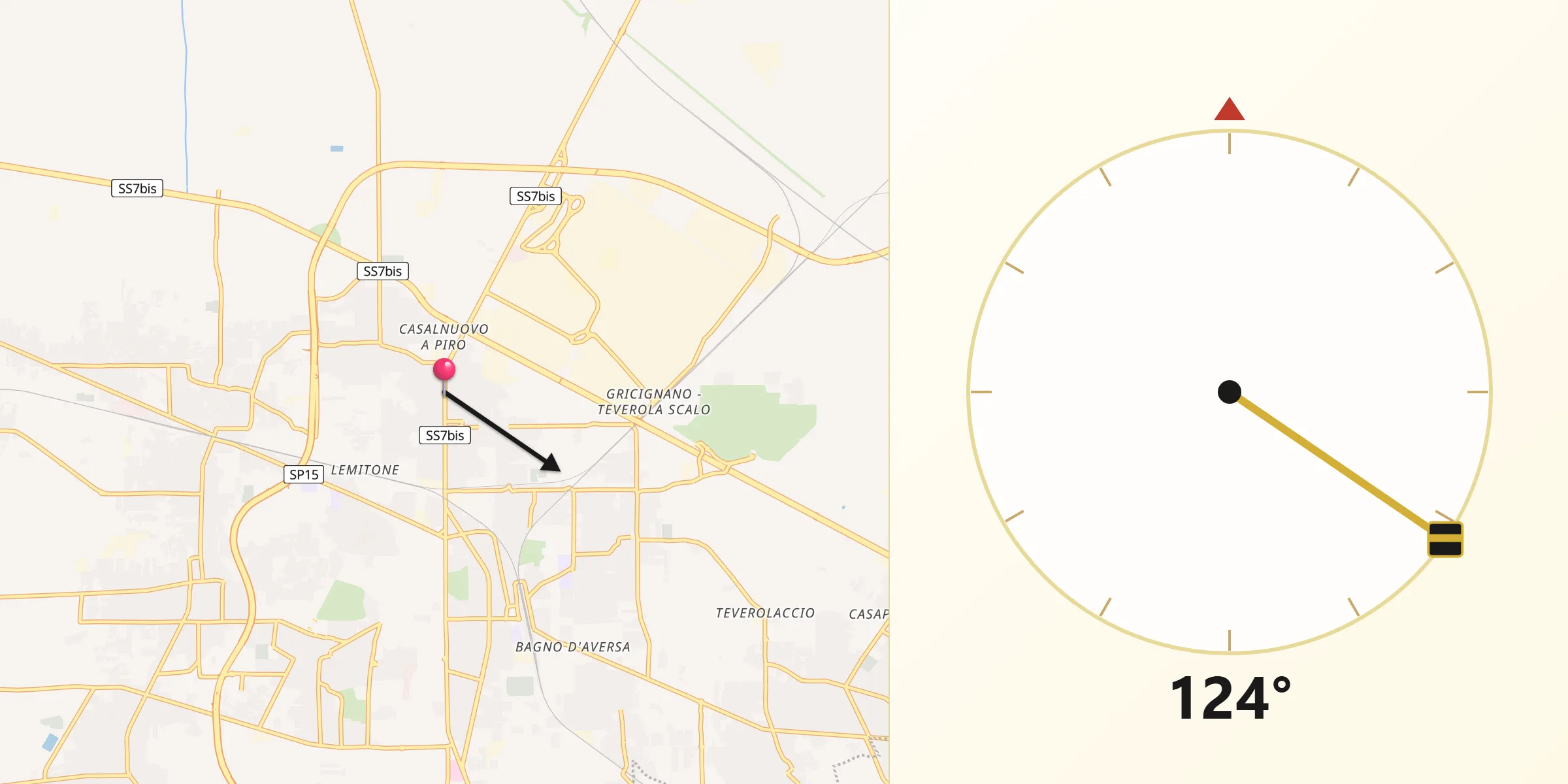 Direzione della Qibla da Teverola