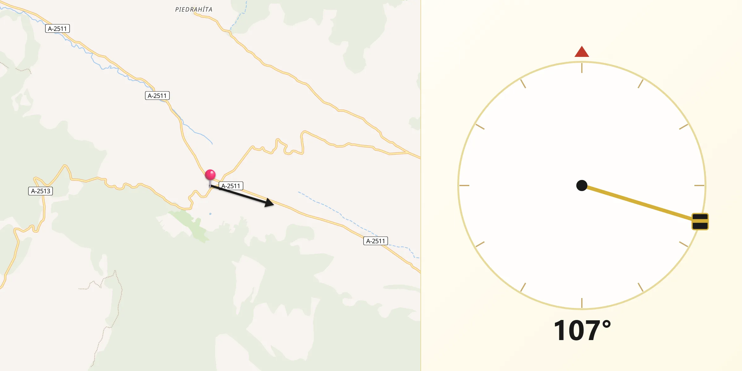 Dirección de la Qibla desde Fonfría
