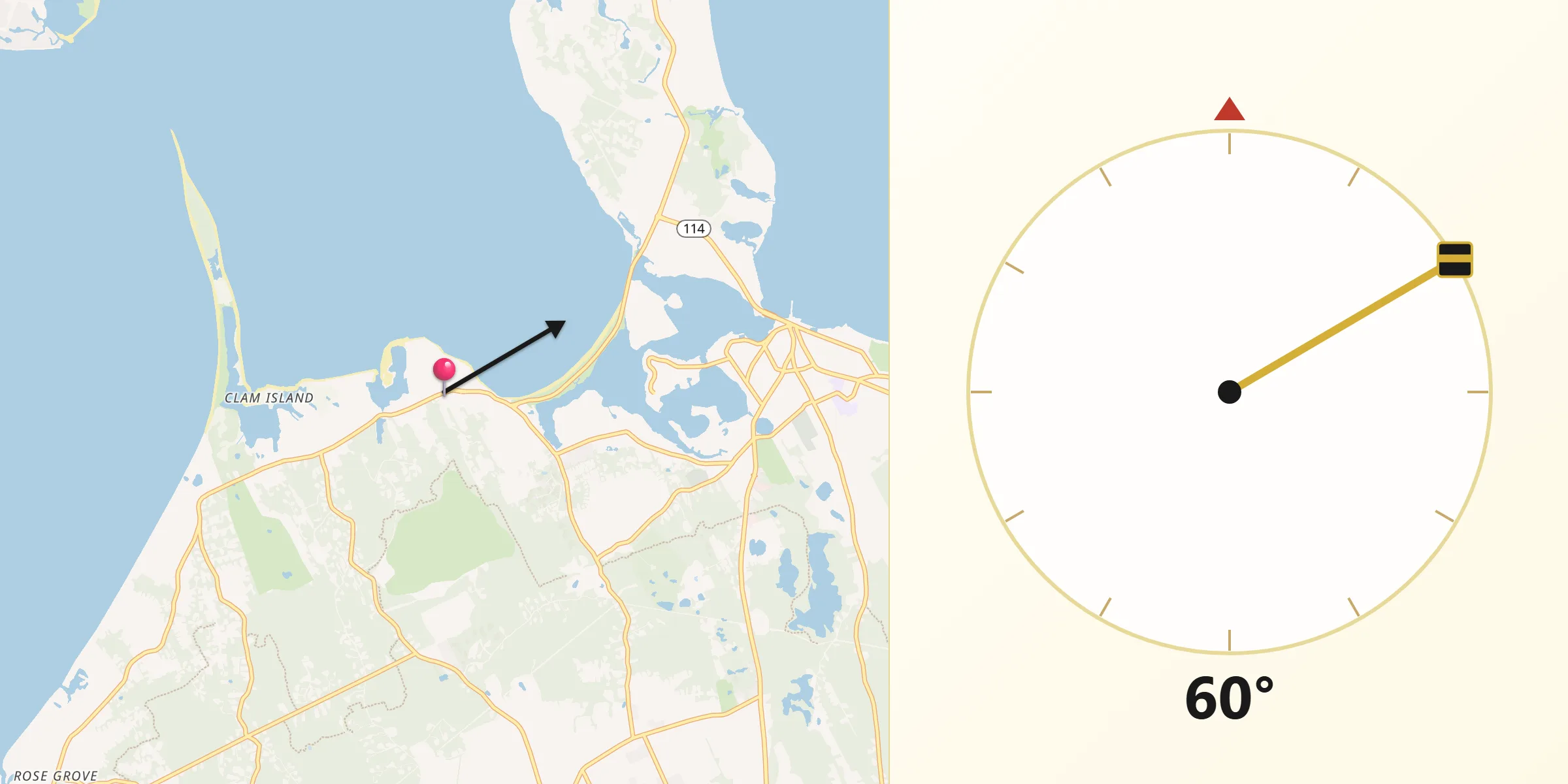 Qibla Direction from Noyack