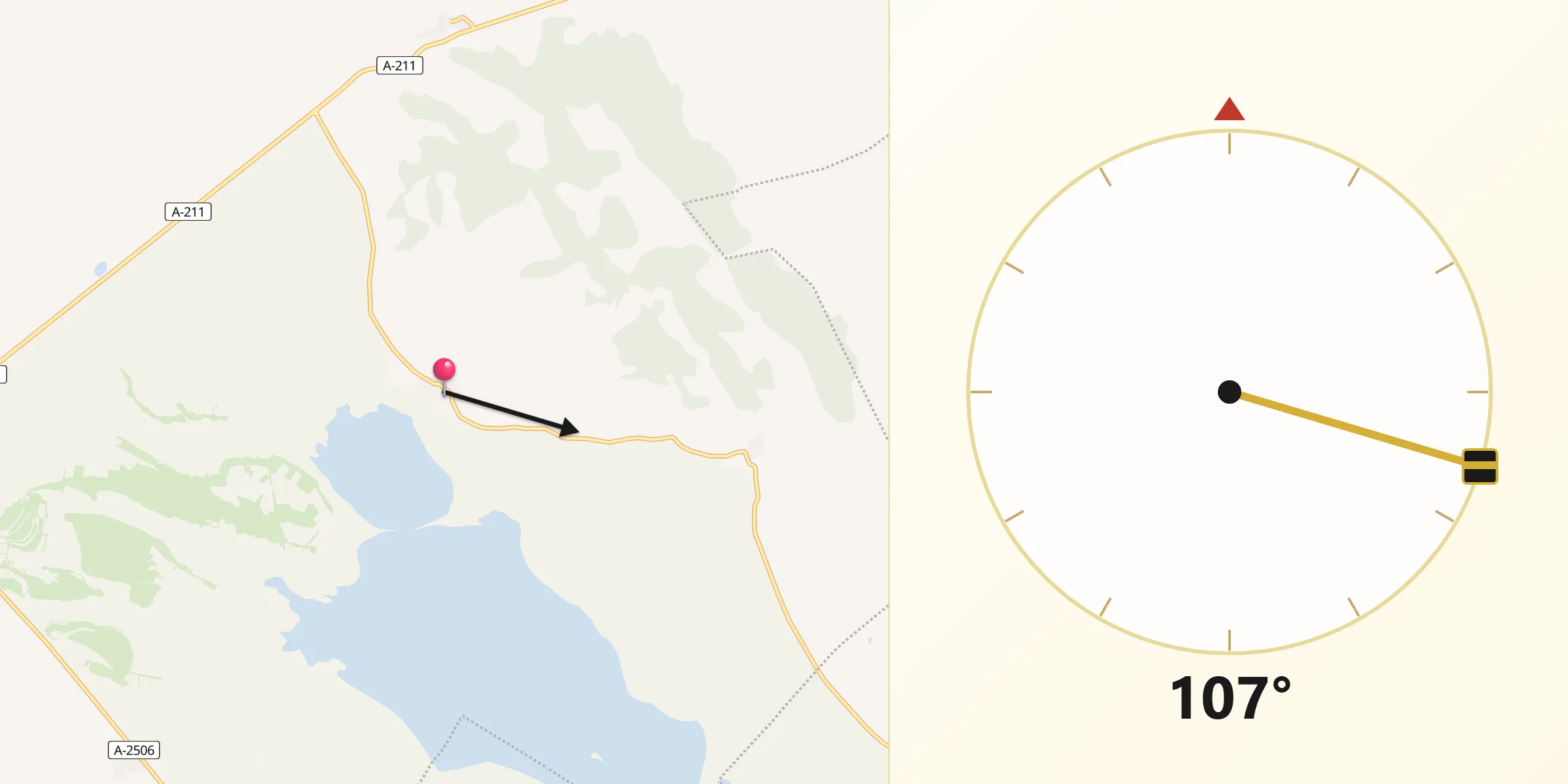 Dirección de la Qibla desde Gallocanta