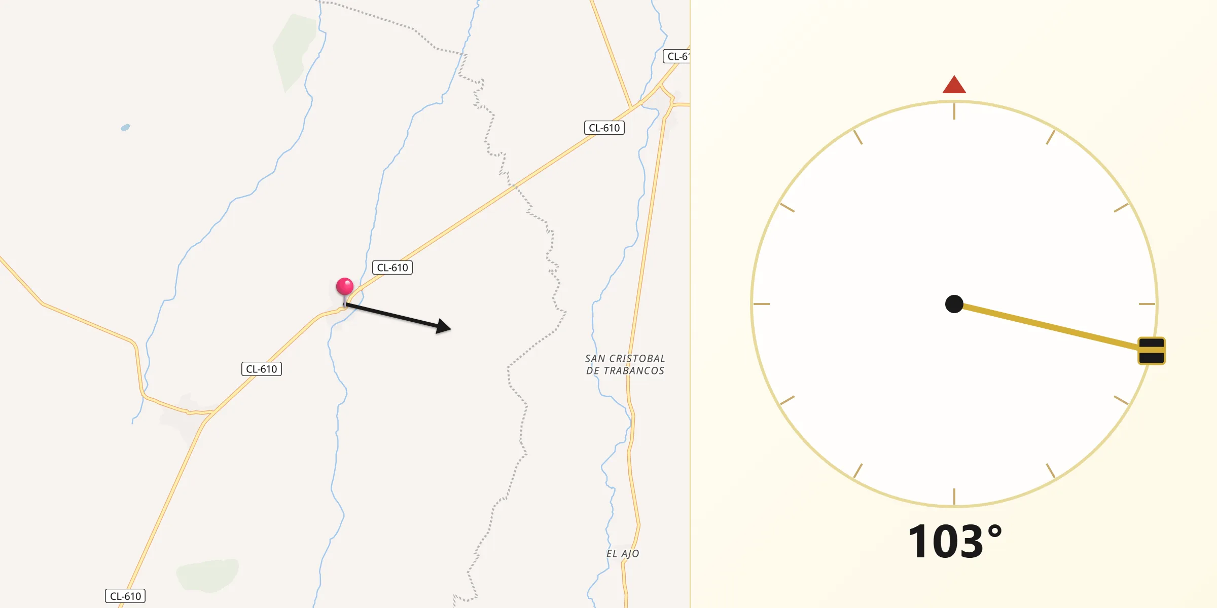 Dirección de la Qibla desde Rágama