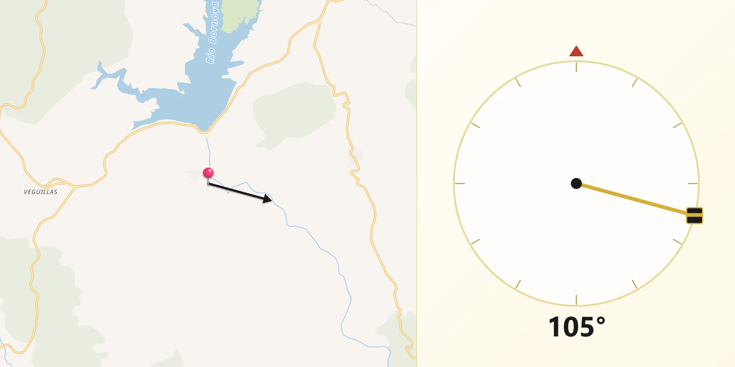 Dirección de la Qibla desde San Andrés del Congosto