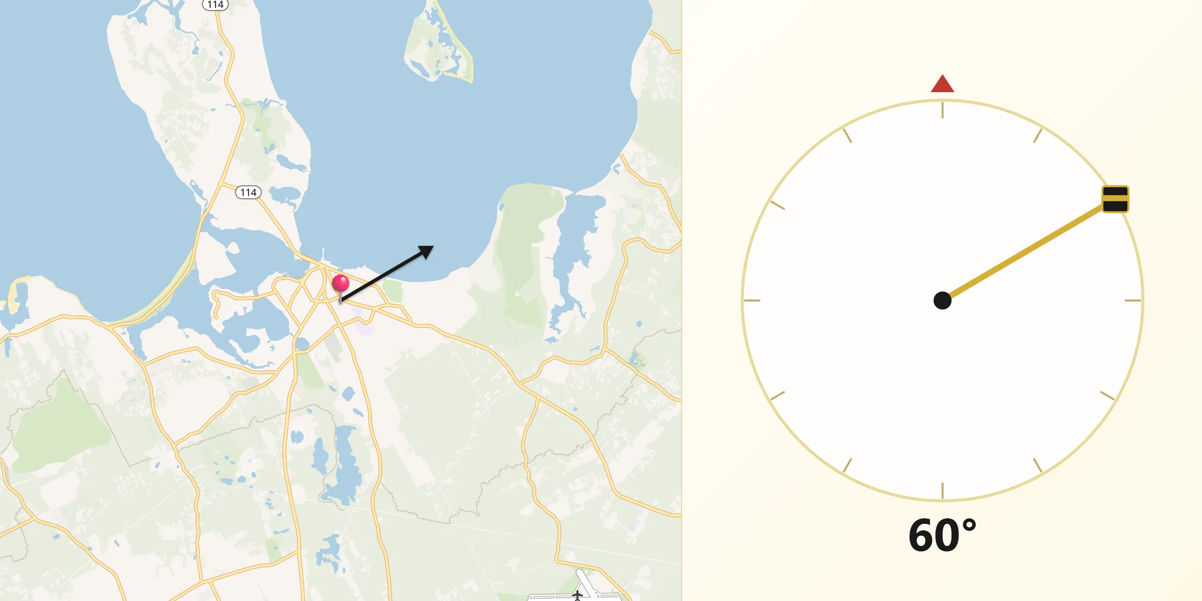 Qibla Direction from Sag Harbor
