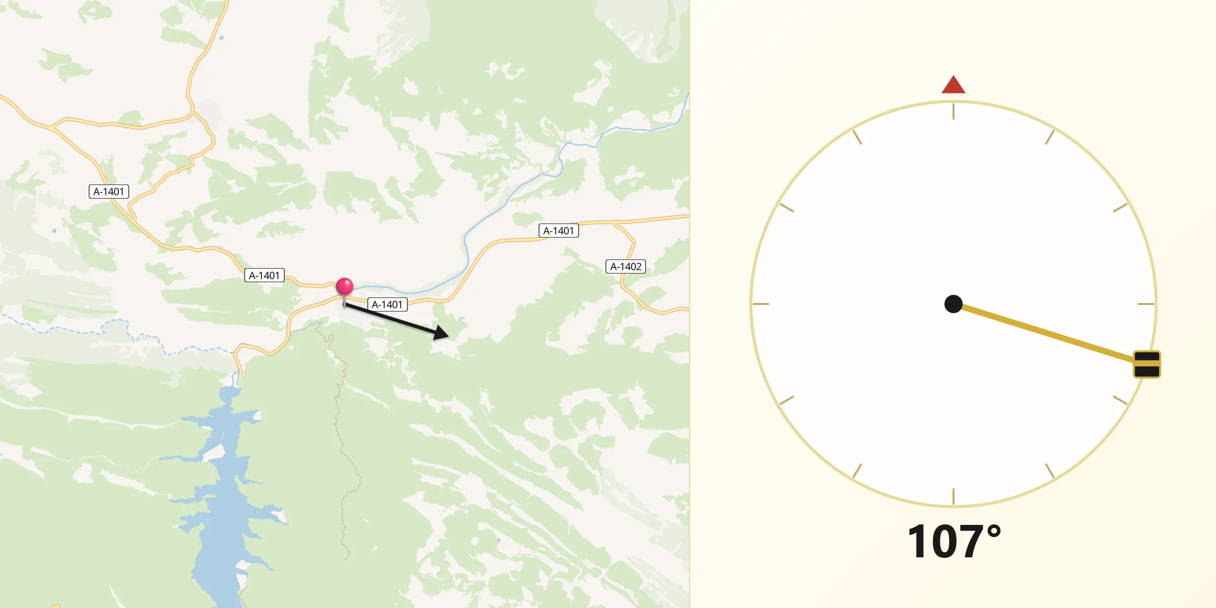 Dirección de la Qibla desde Oliete
