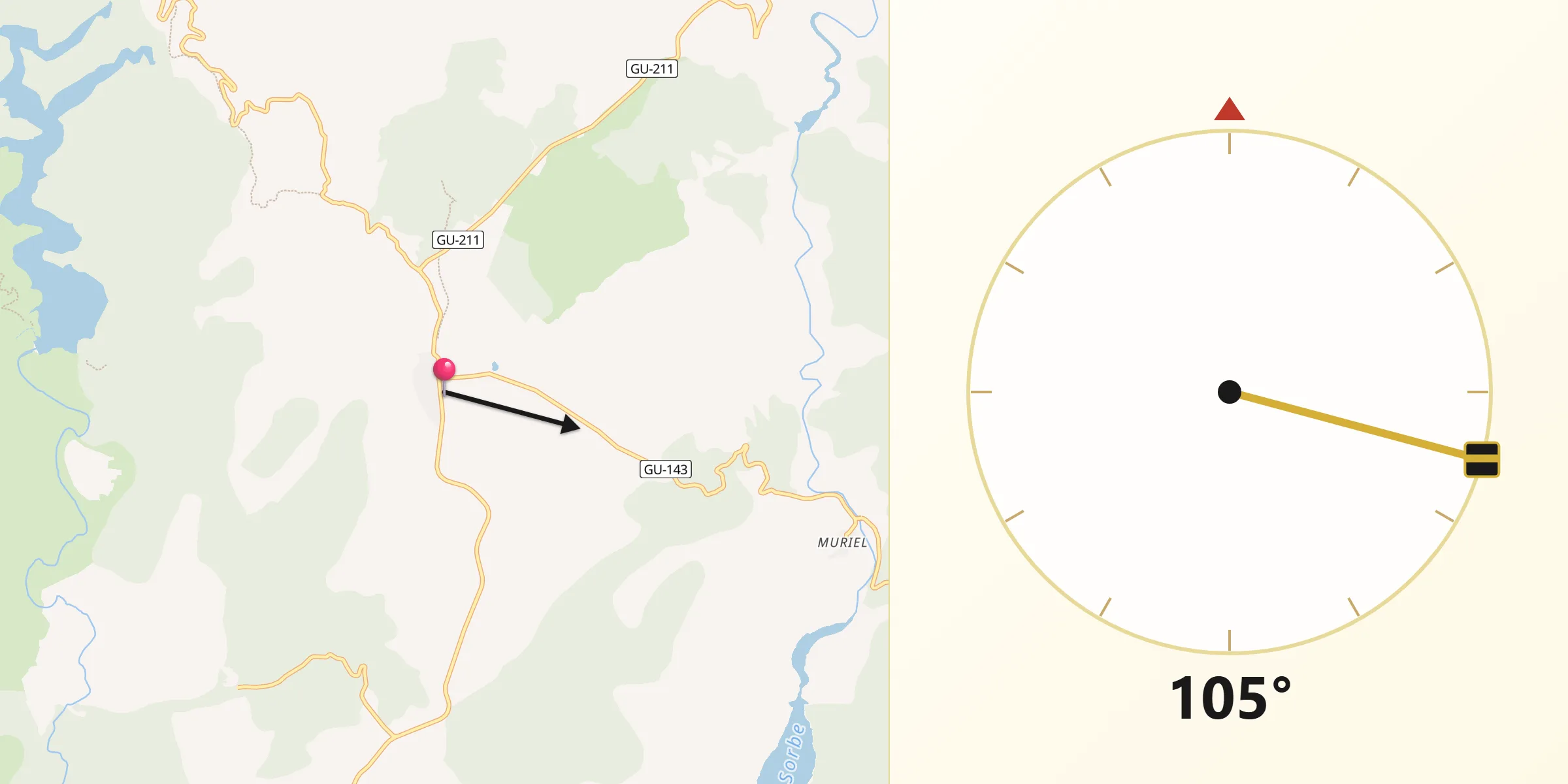 Dirección de la Qibla desde Tamajón