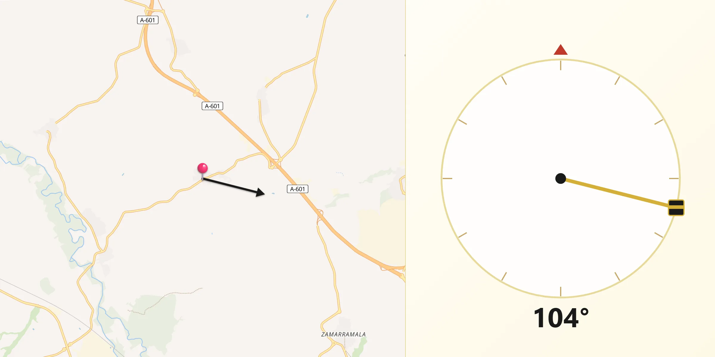 Dirección de la Qibla desde Valseca