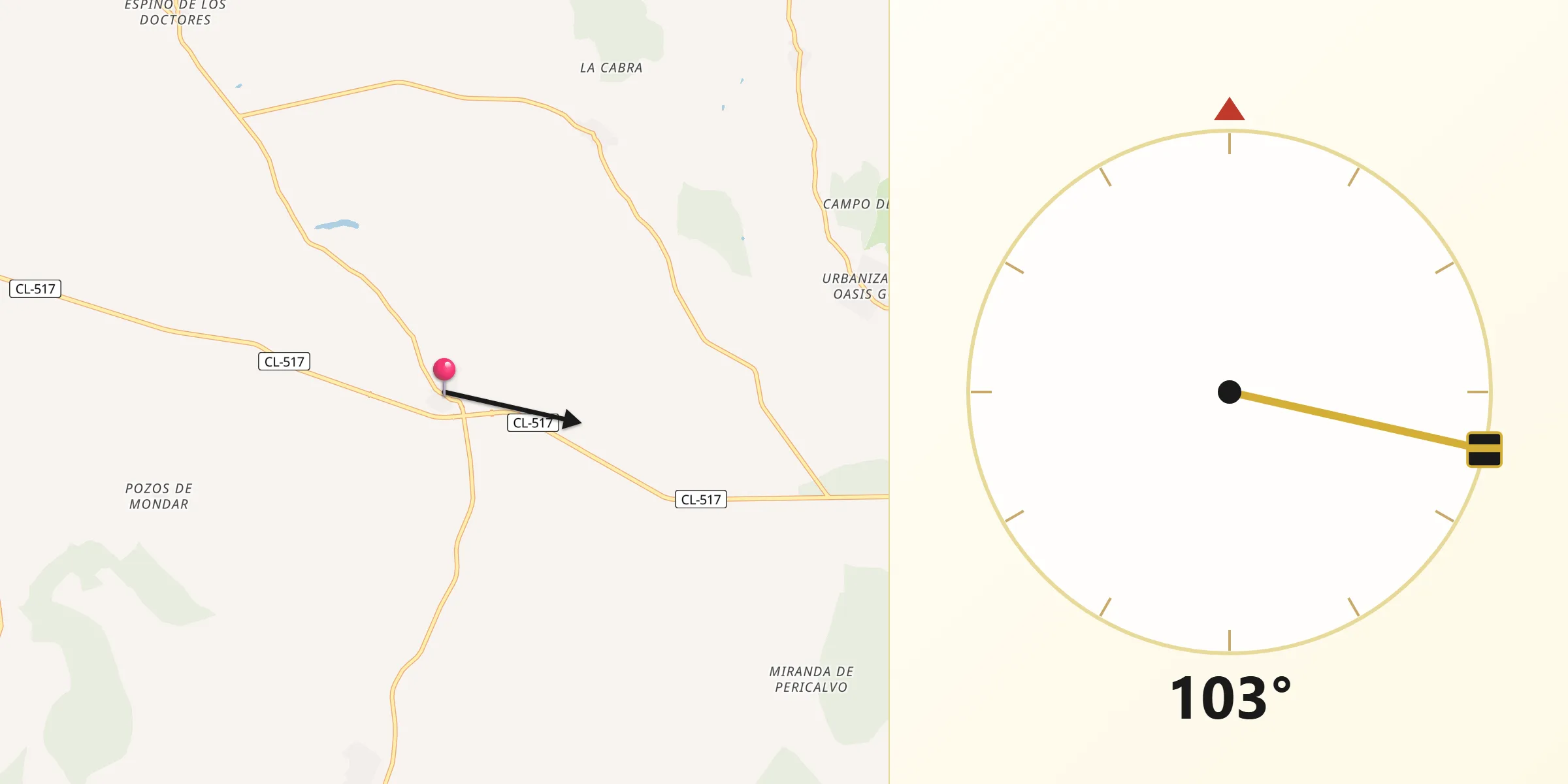 Dirección de la Qibla desde Golpejas