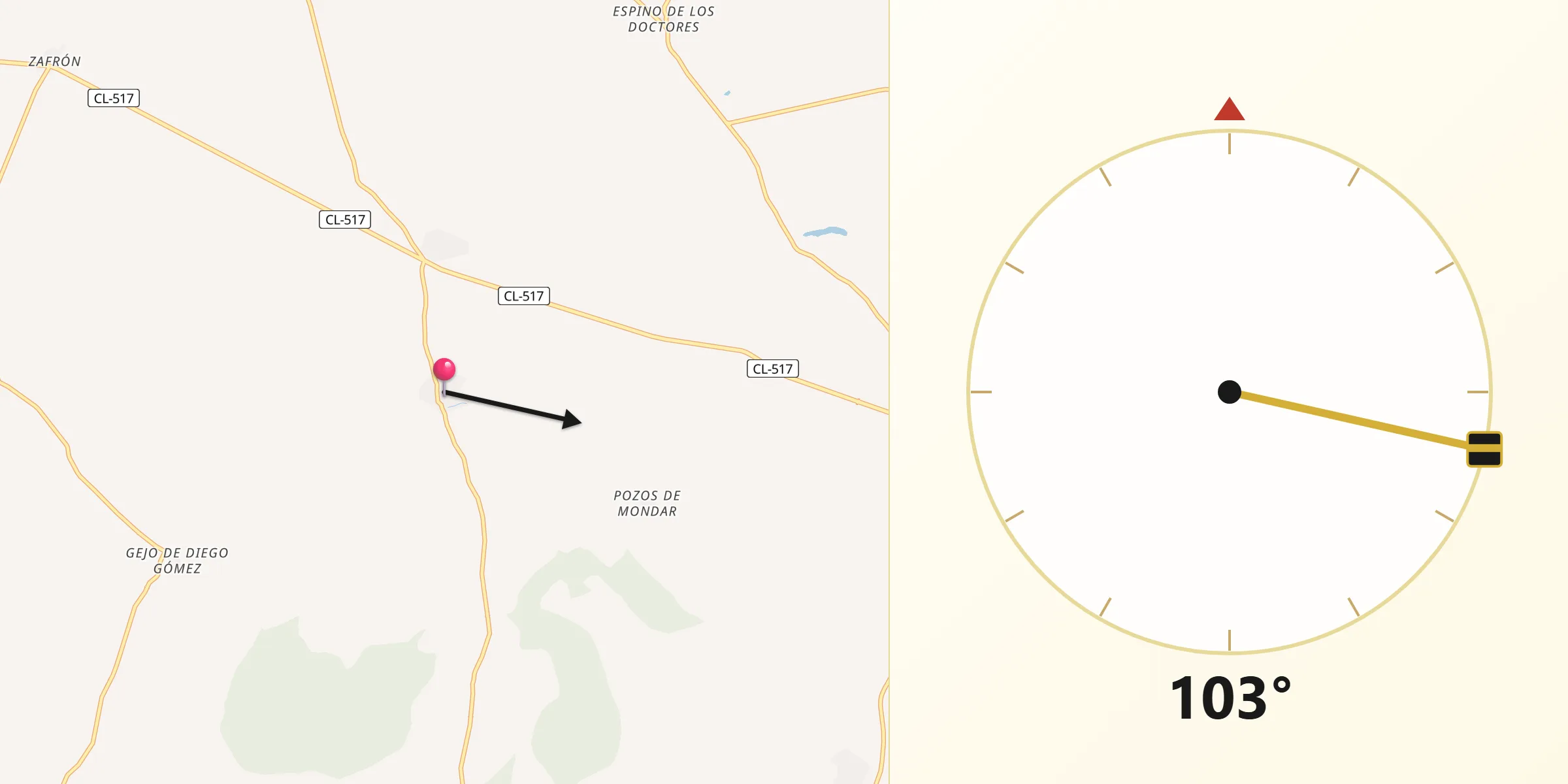 Dirección de la Qibla desde La Mata de Ledesma