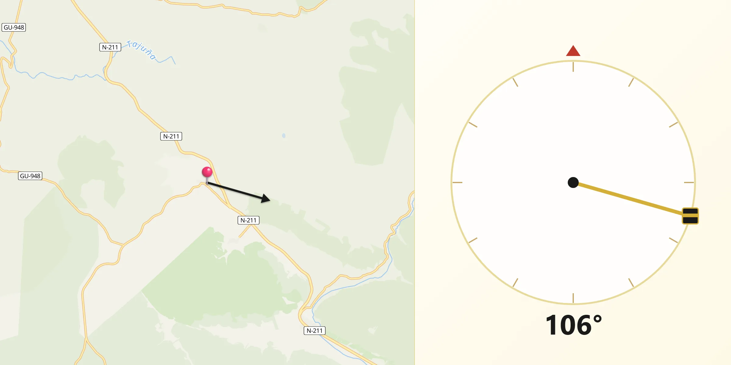 Dirección de la Qibla desde Mazarete