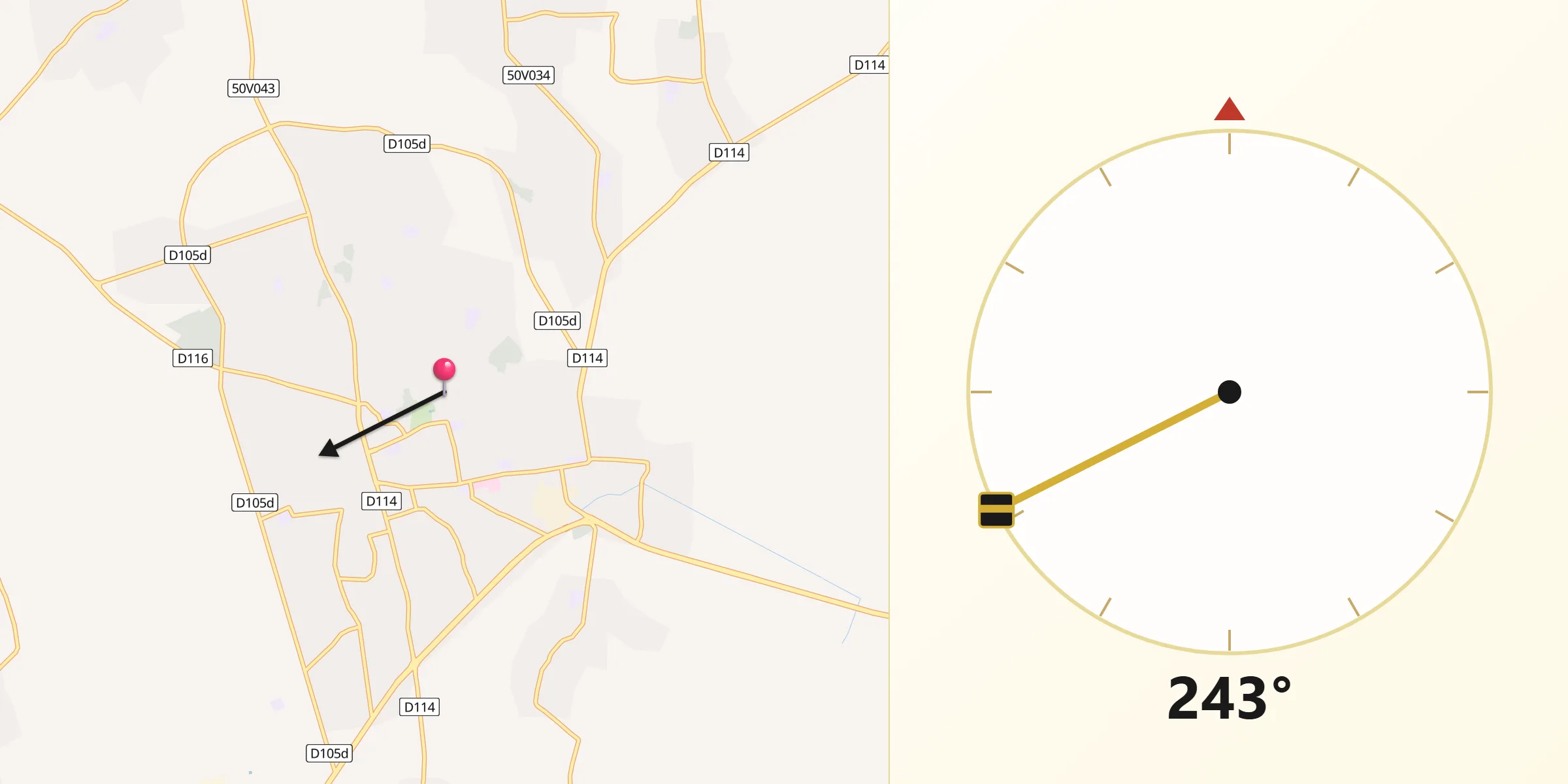 Direction vers la Qibla depuis Chust