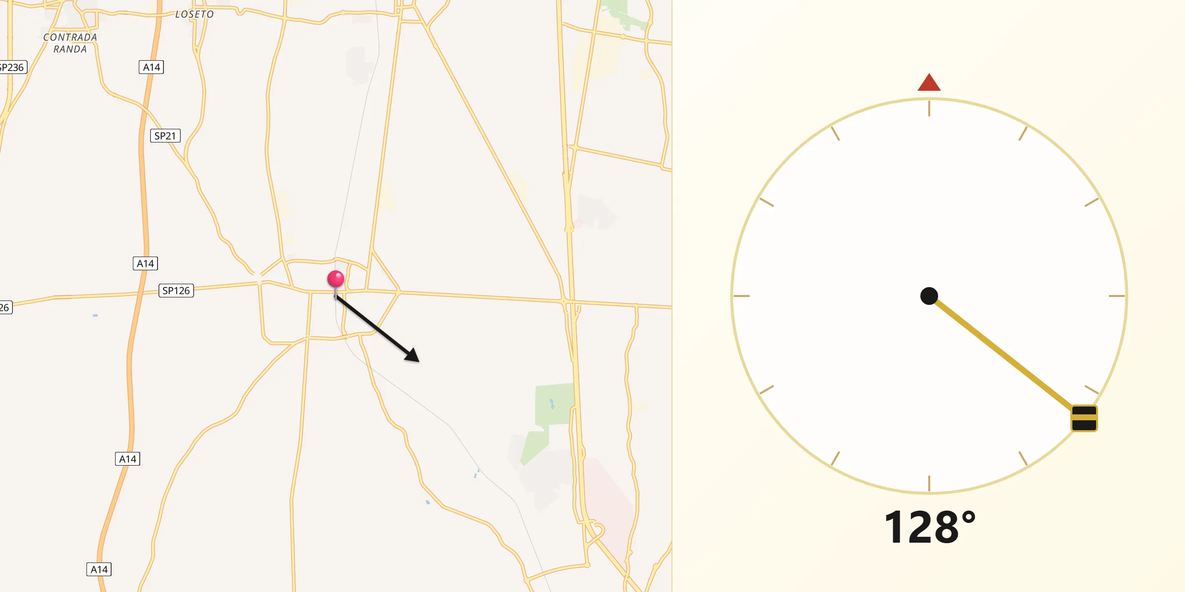 Direzione della Qibla da Adelfia