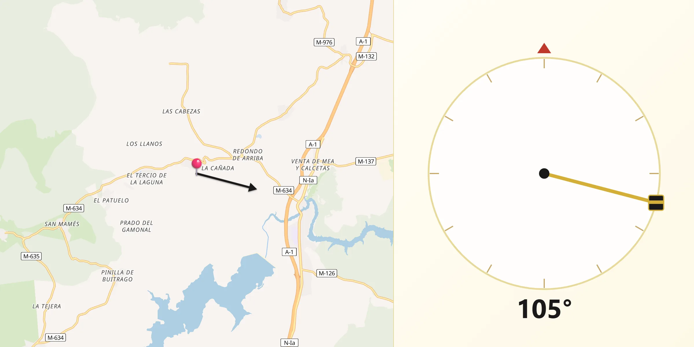 Dirección de la Qibla desde Villavieja del Lozoya