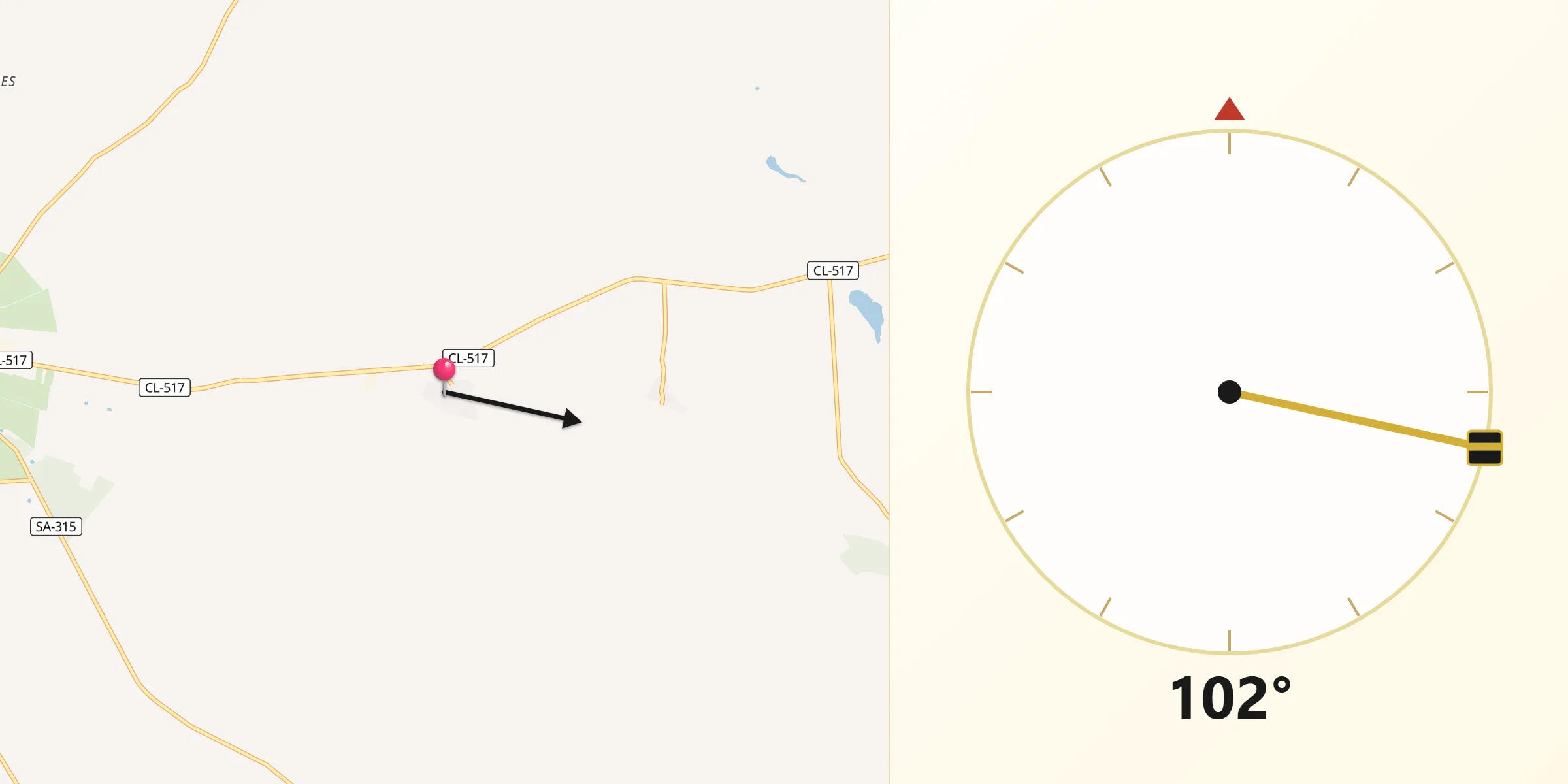 Dirección de la Qibla desde Peralejos de Abajo