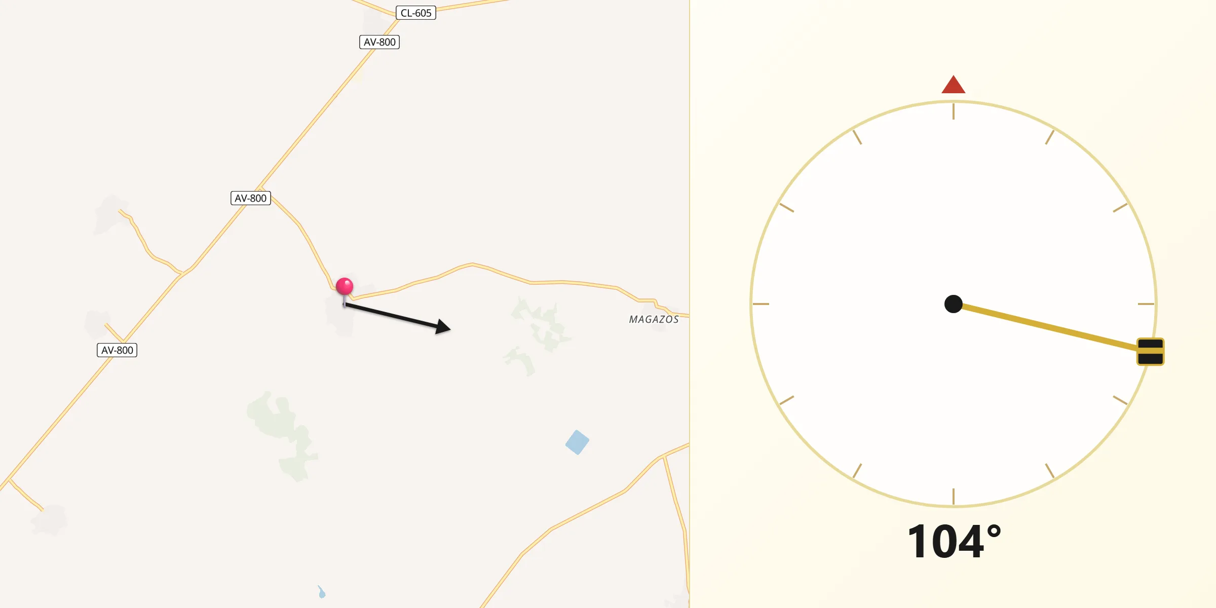 Dirección de la Qibla desde Langa