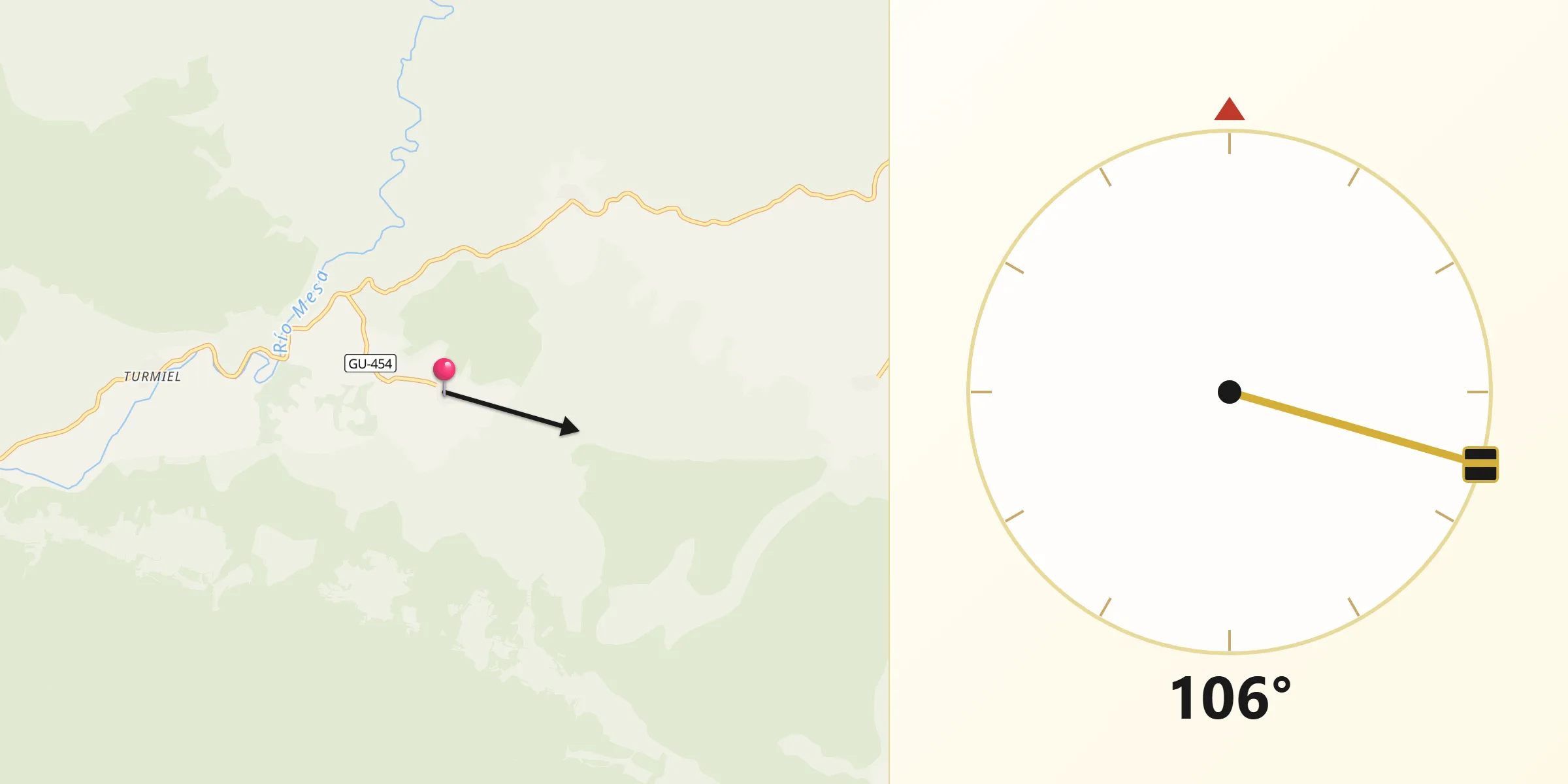 Dirección de la Qibla desde Establés