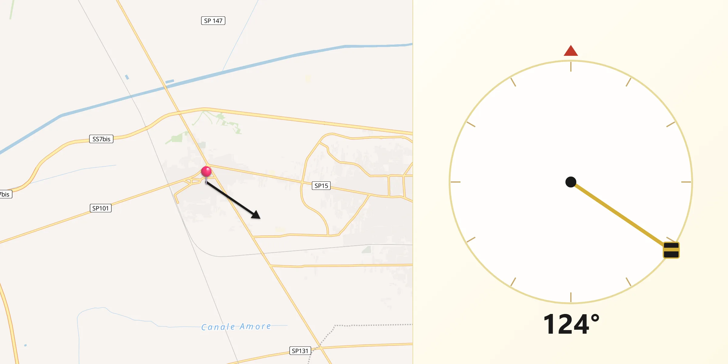 Direzione della Qibla da Villa Literno