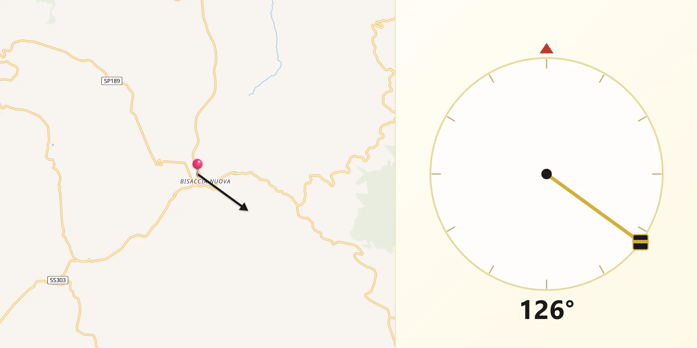 Direzione della Qibla da Bisaccia Nuova