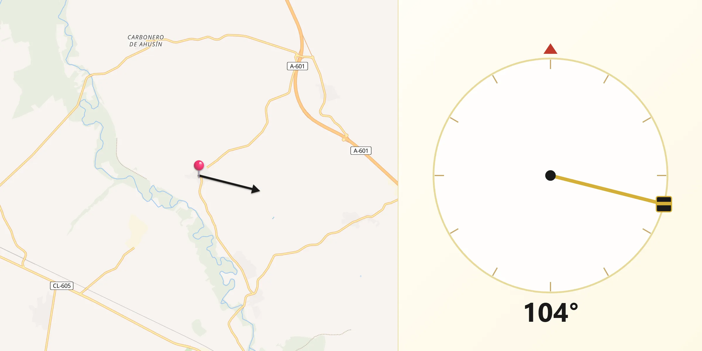 Dirección de la Qibla desde Huertos Los