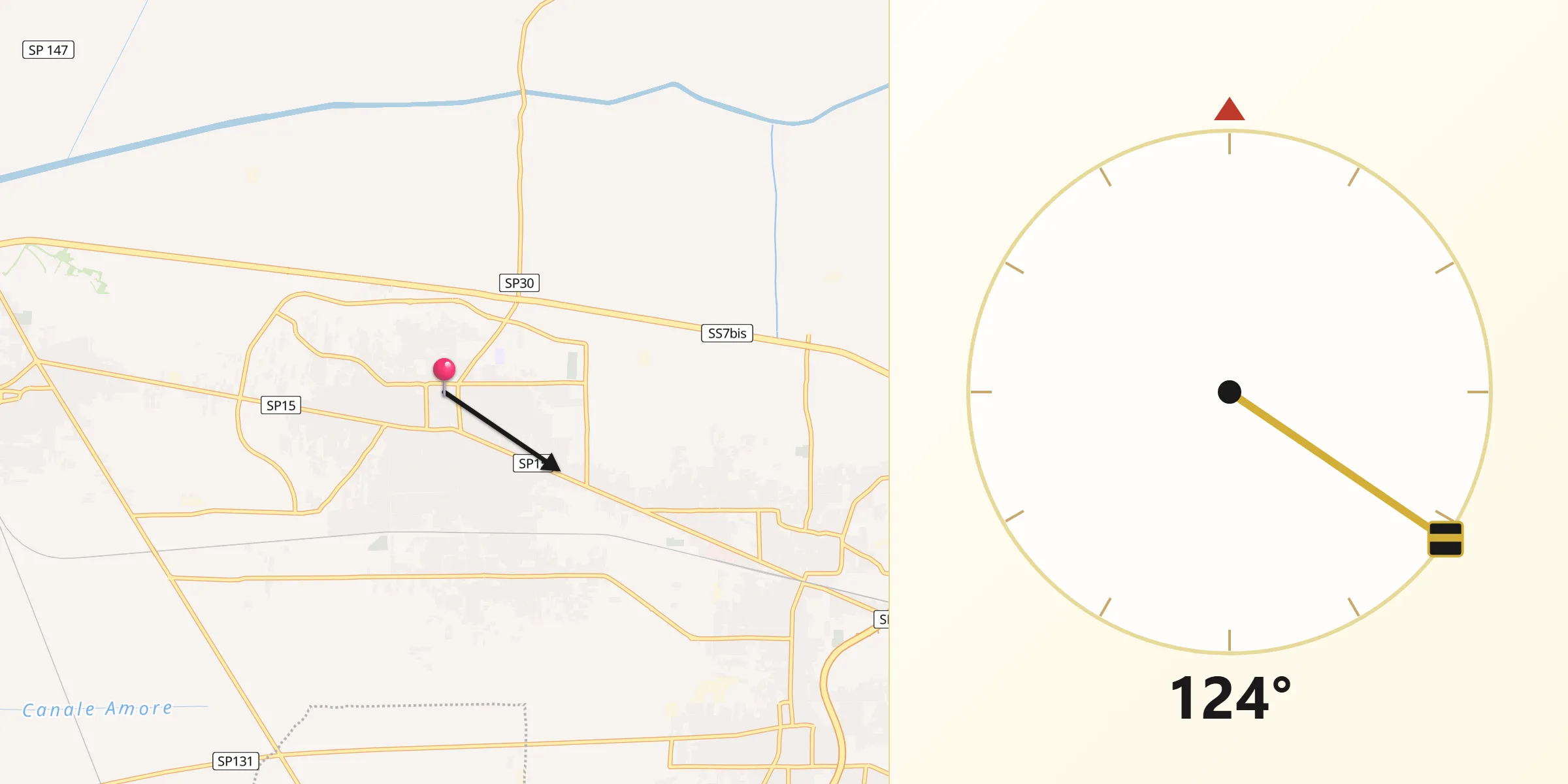 Direzione della Qibla da Casal di Principe