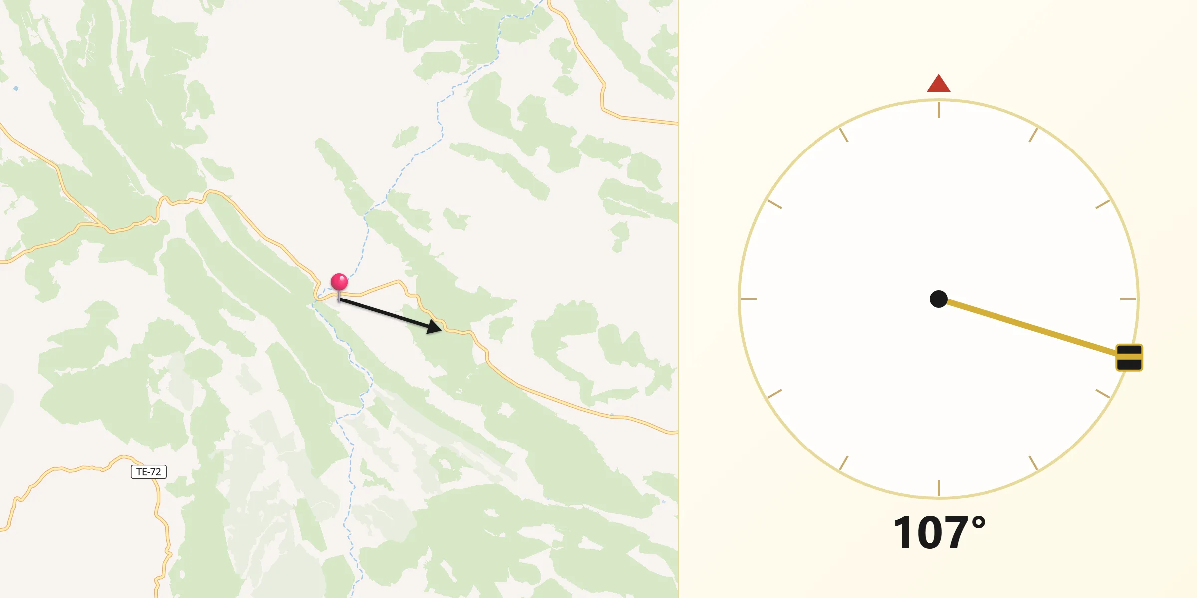 Dirección de la Qibla desde Huesa del Común