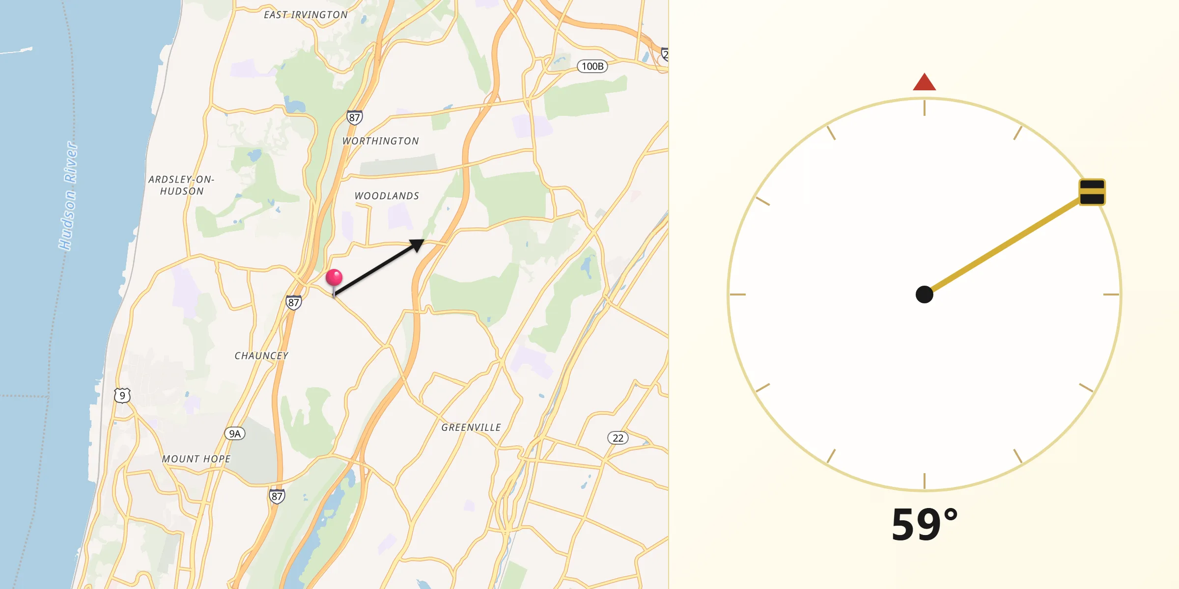 Qibla Direction from Ardsley