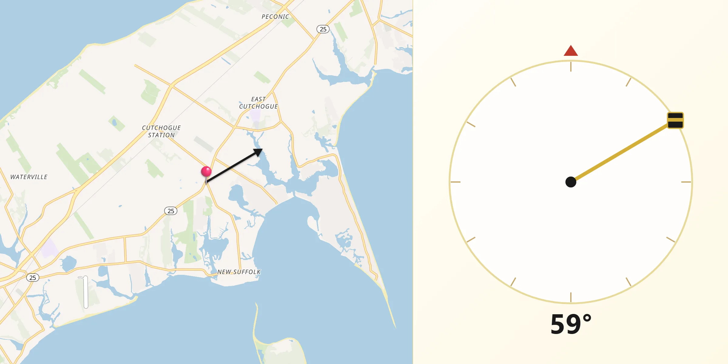 Qibla Direction from Cutchogue