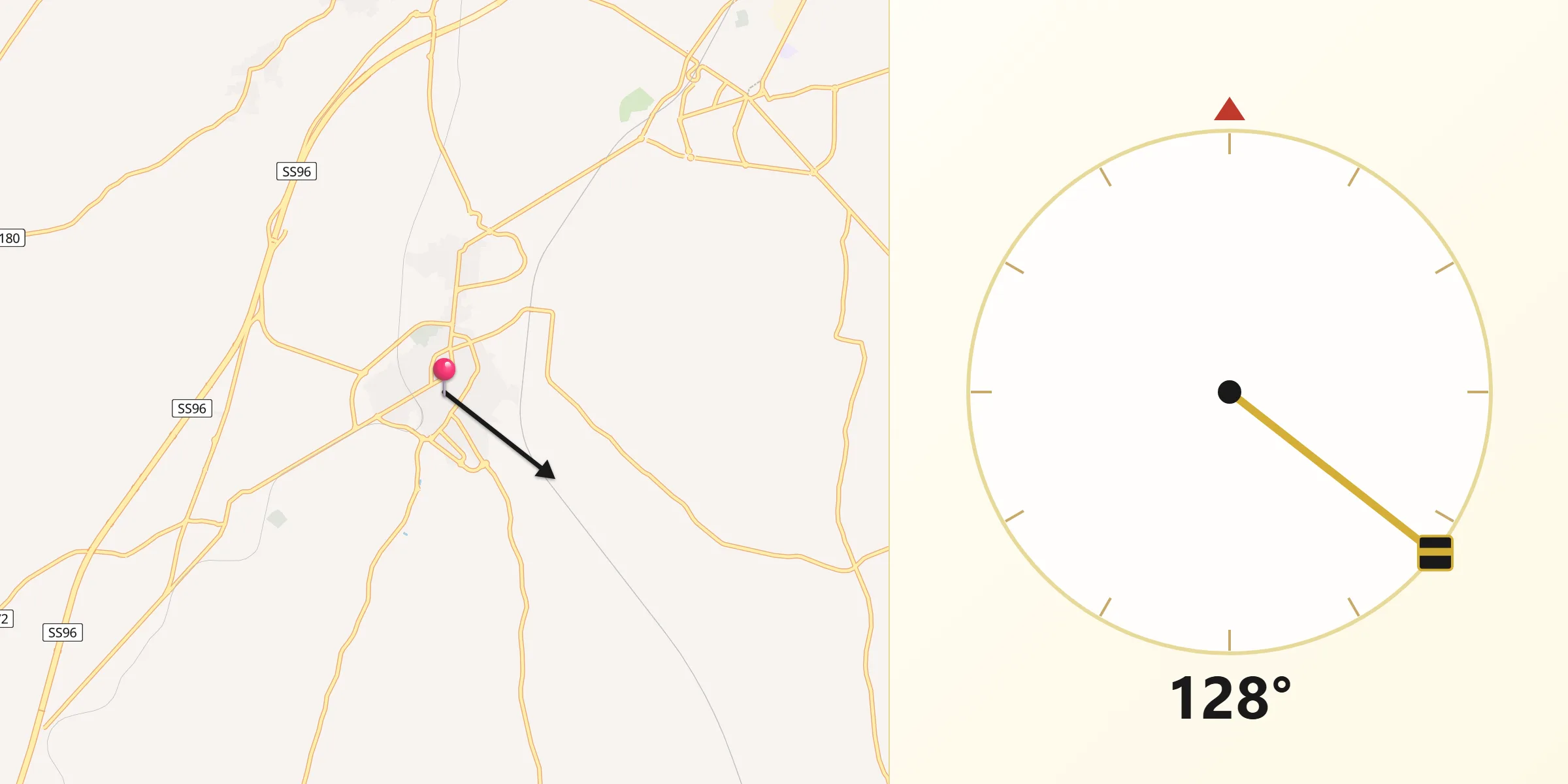 Direzione della Qibla da Grumo Appula