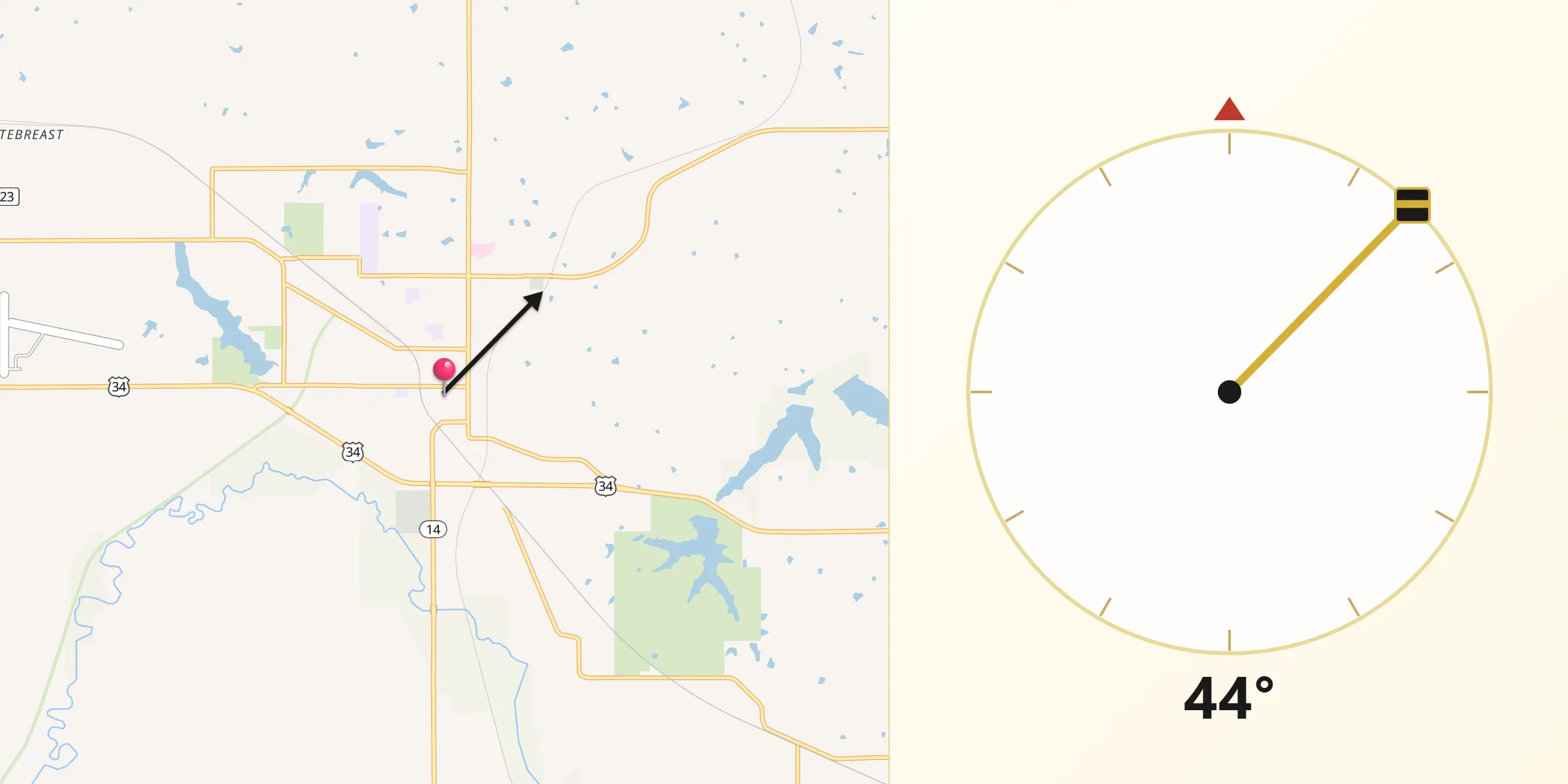 Qibla Direction from Chariton