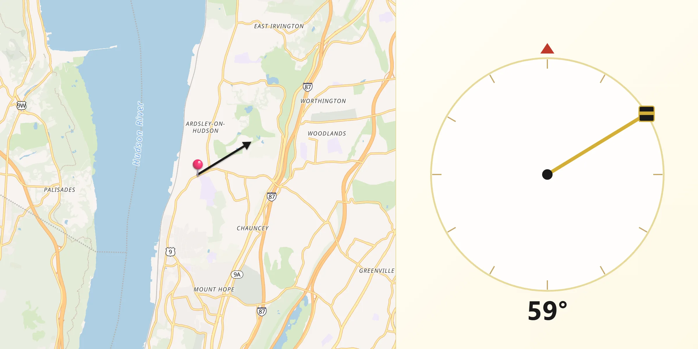 Qibla Direction from Dobbs Ferry