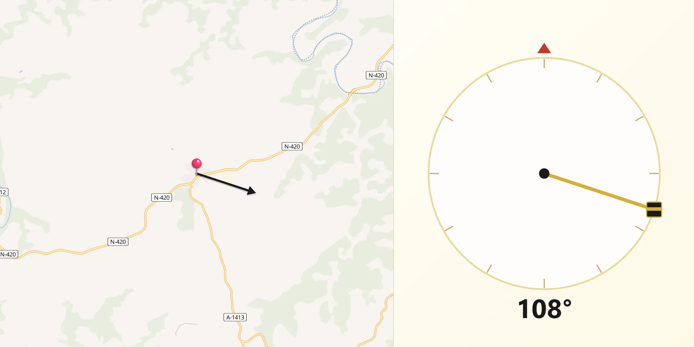Dirección de la Qibla desde Calaceite