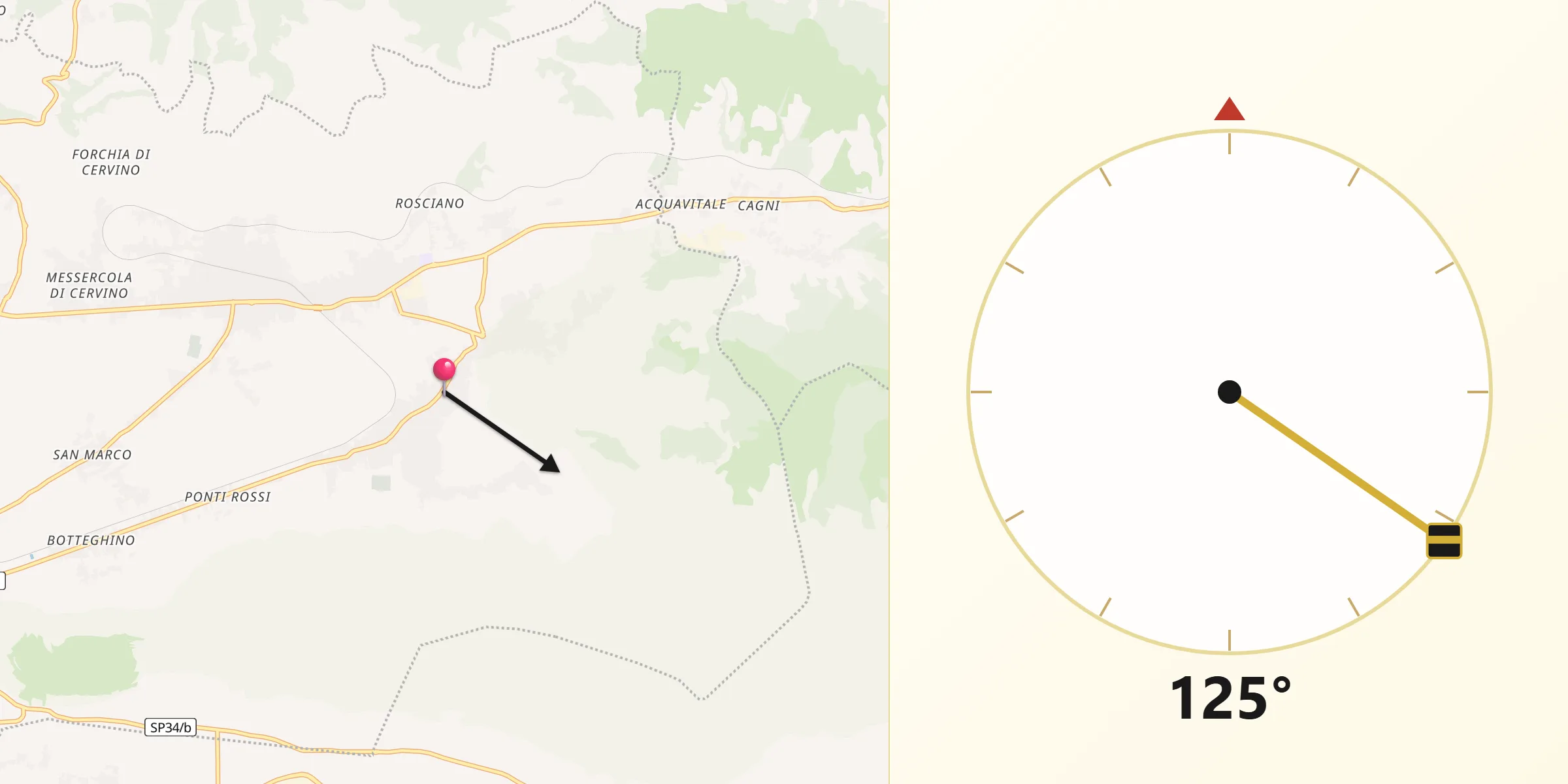 Direzione della Qibla da San Felice A Cancello