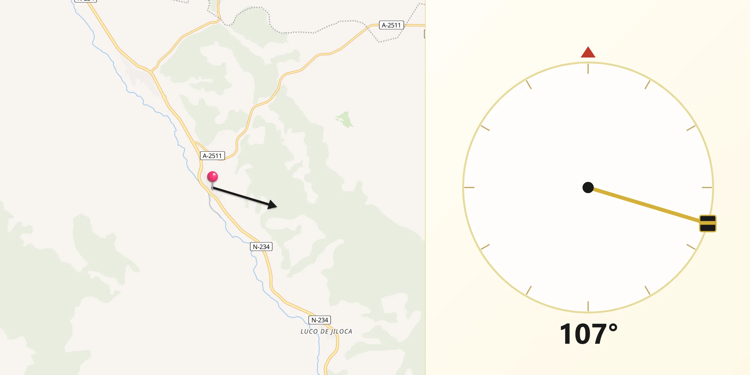Dirección de la Qibla desde Burbáguena