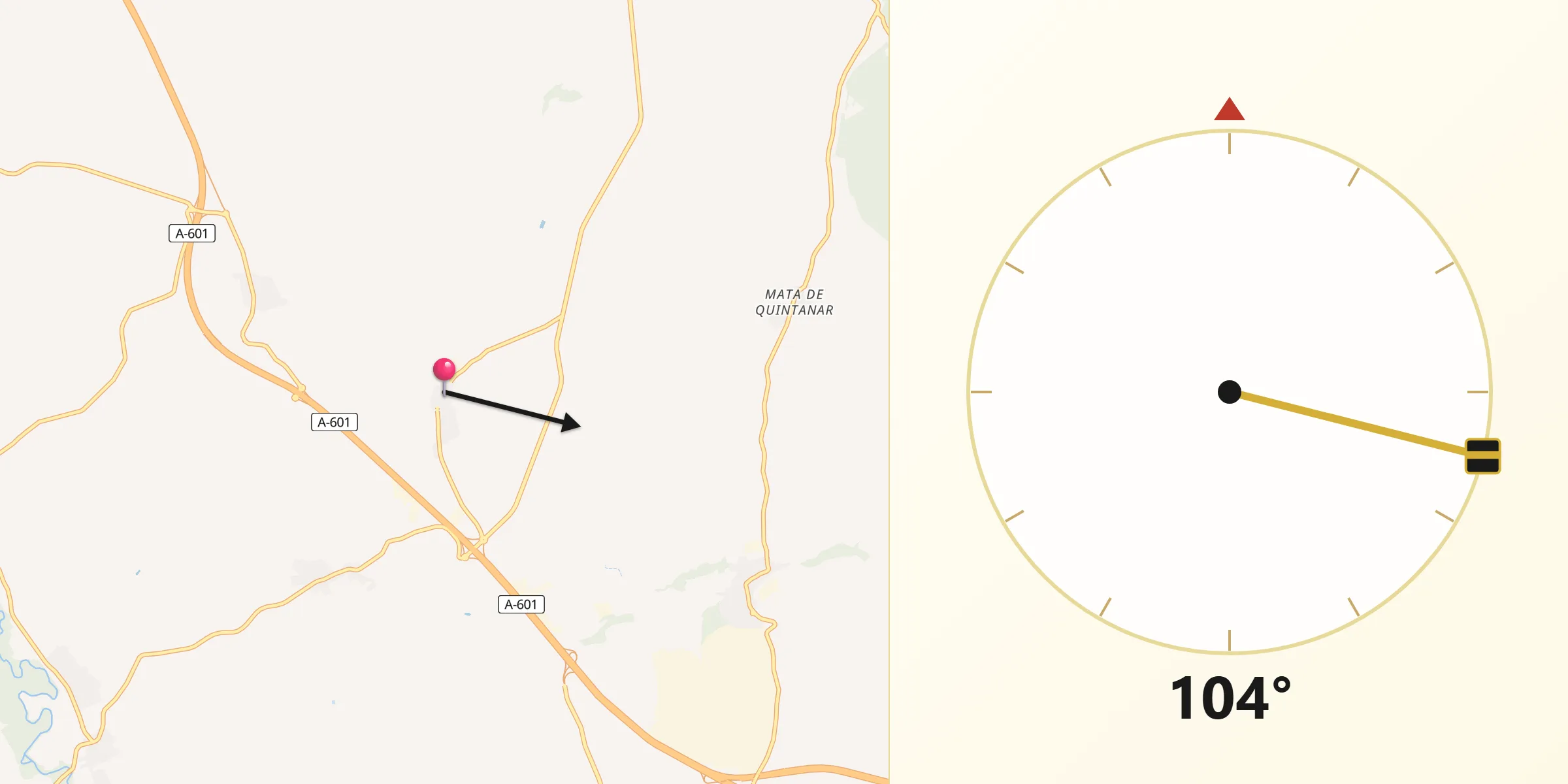 Dirección de la Qibla desde Encinillas
