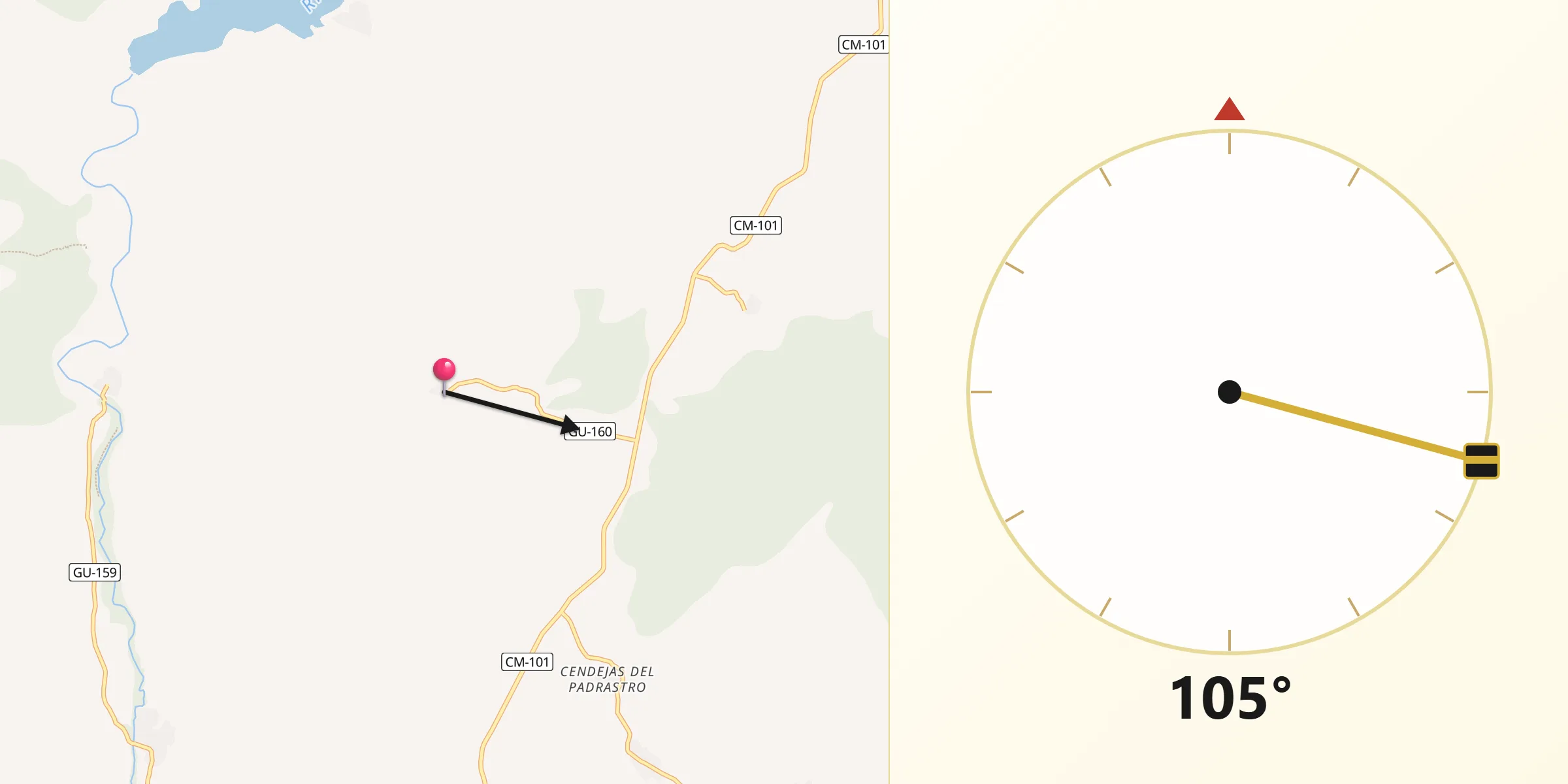 Dirección de la Qibla desde Torremocha de Jadraque