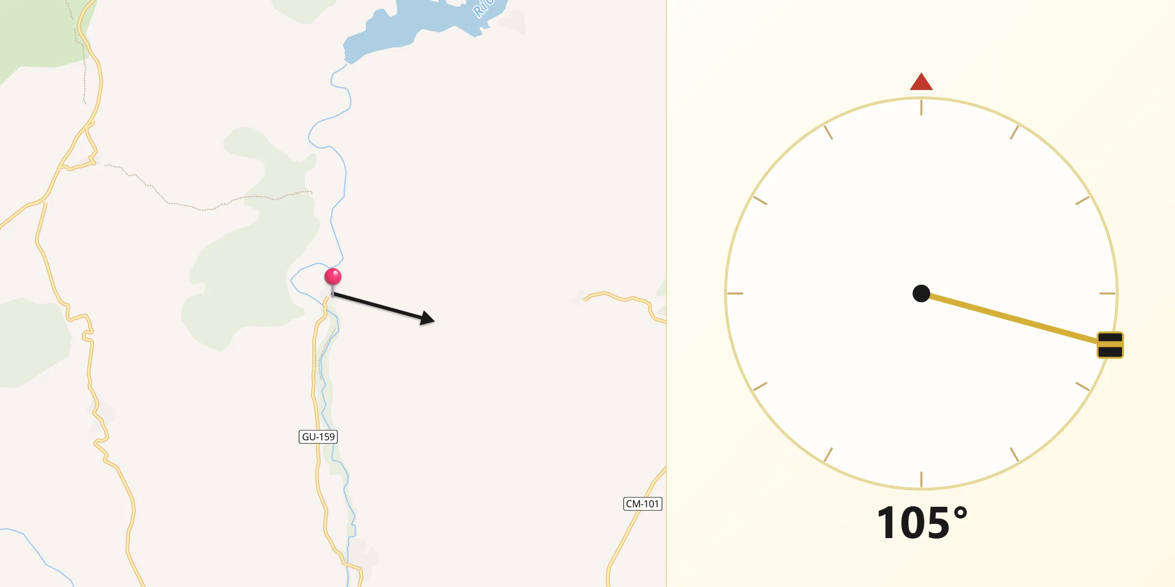 Dirección de la Qibla desde Pinilla de Jadraque