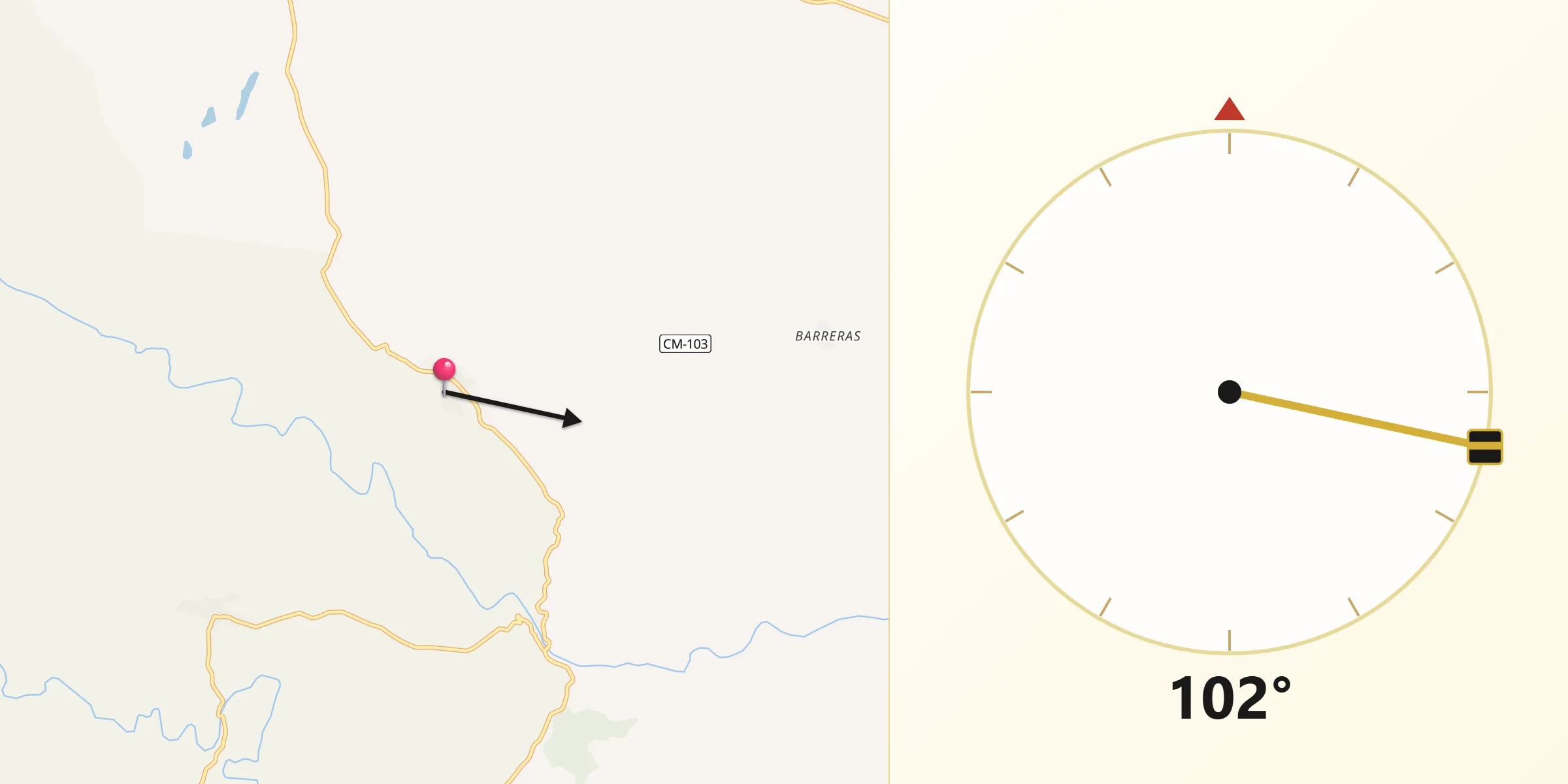 Dirección de la Qibla desde Saldeana