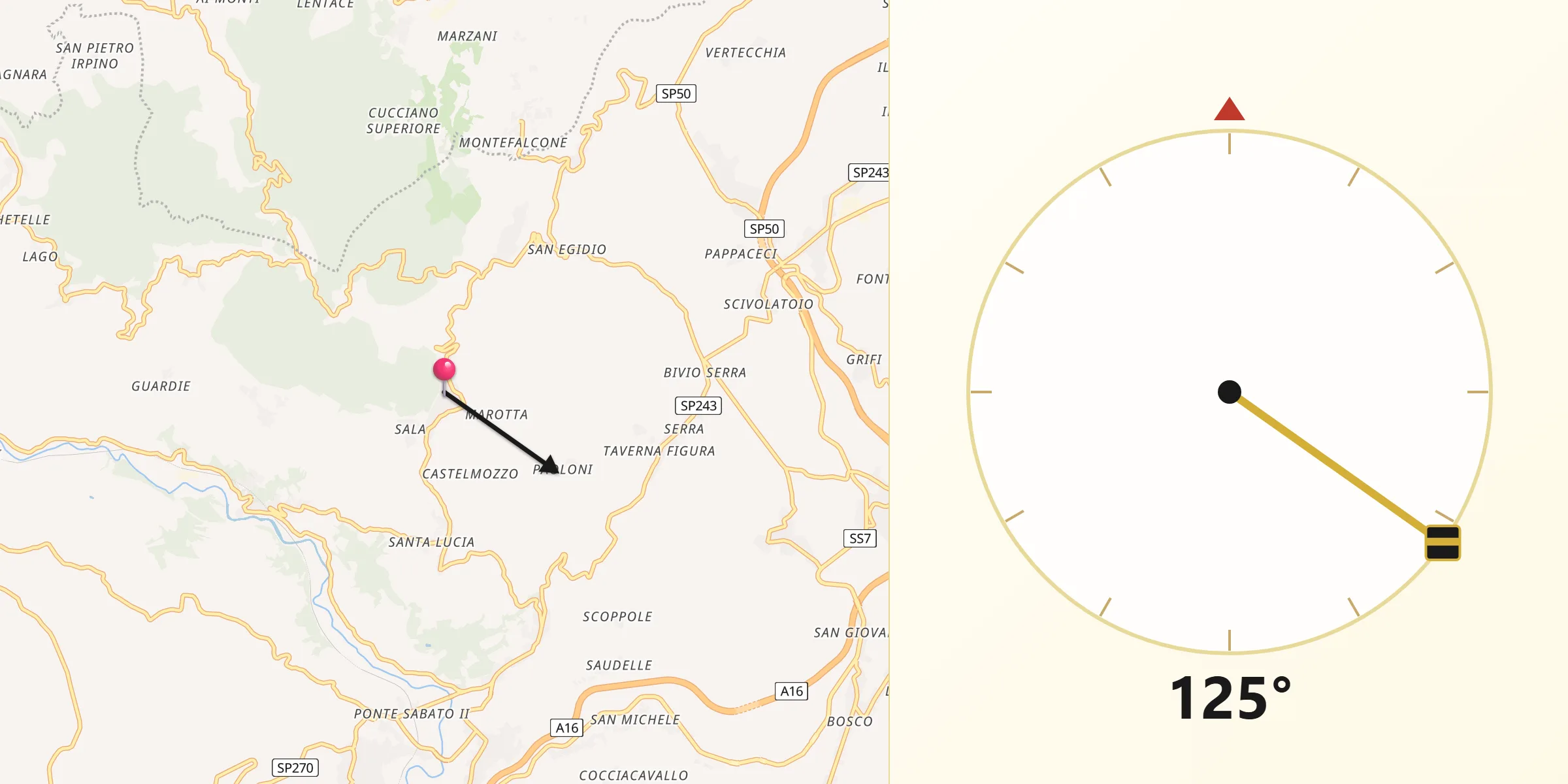 Direzione della Qibla da Santa Paolina
