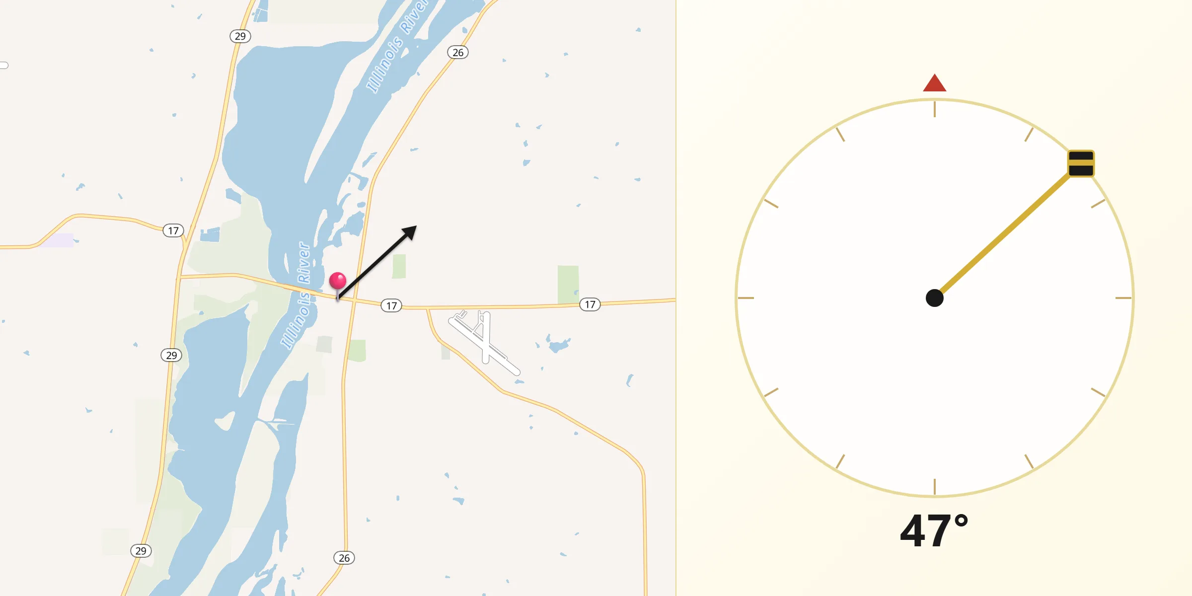 Qibla Direction from Lacon