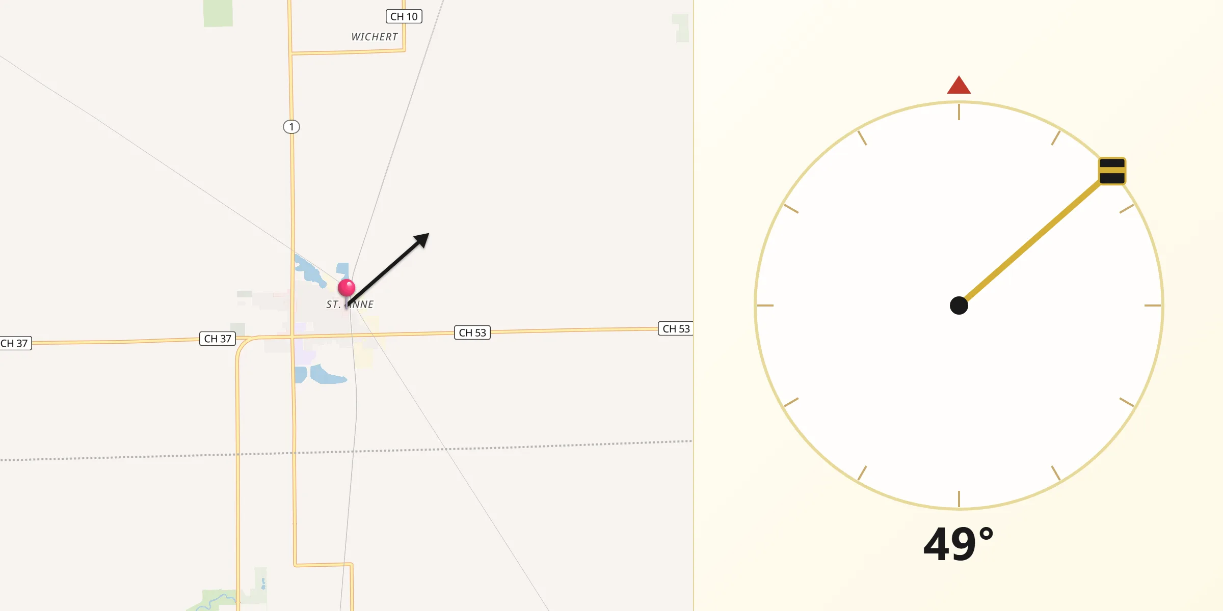 Qibla Direction from Saint Anne