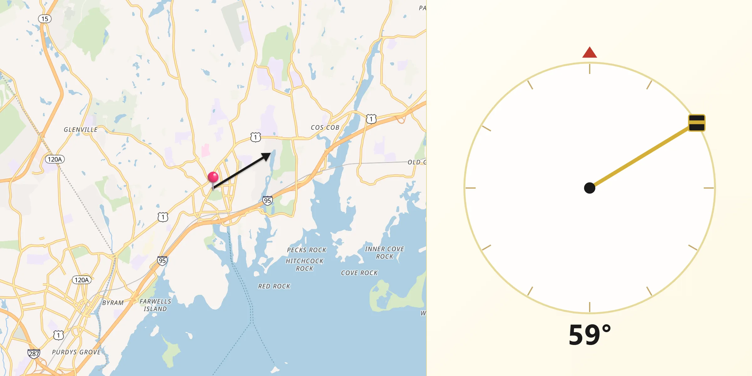 Qibla Direction from Greenwich