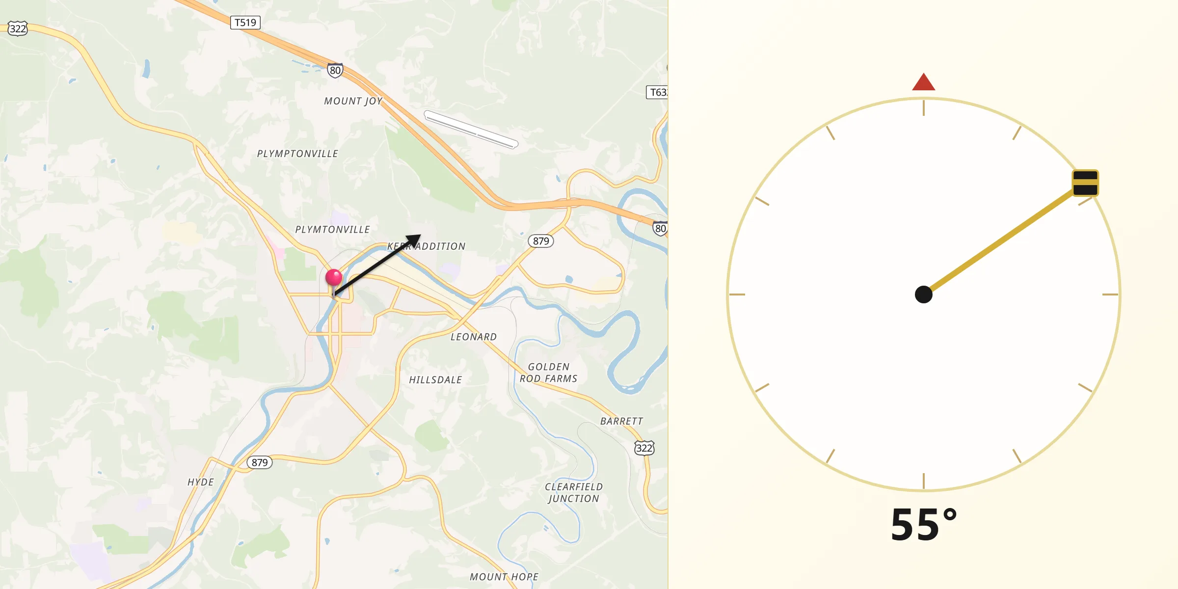 Qibla Direction from Clearfield