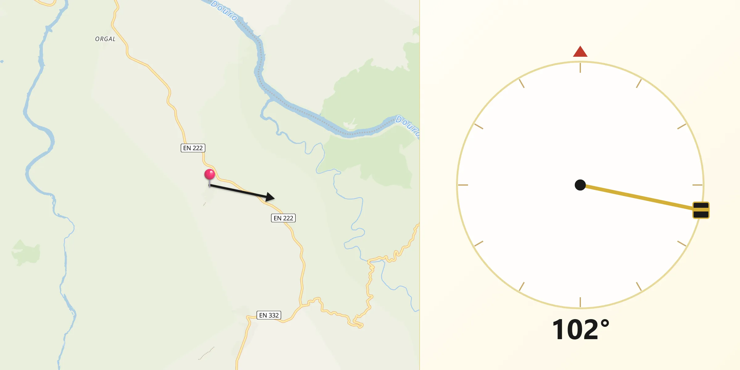 Direção da Qibla a partir de Castelo Melhor