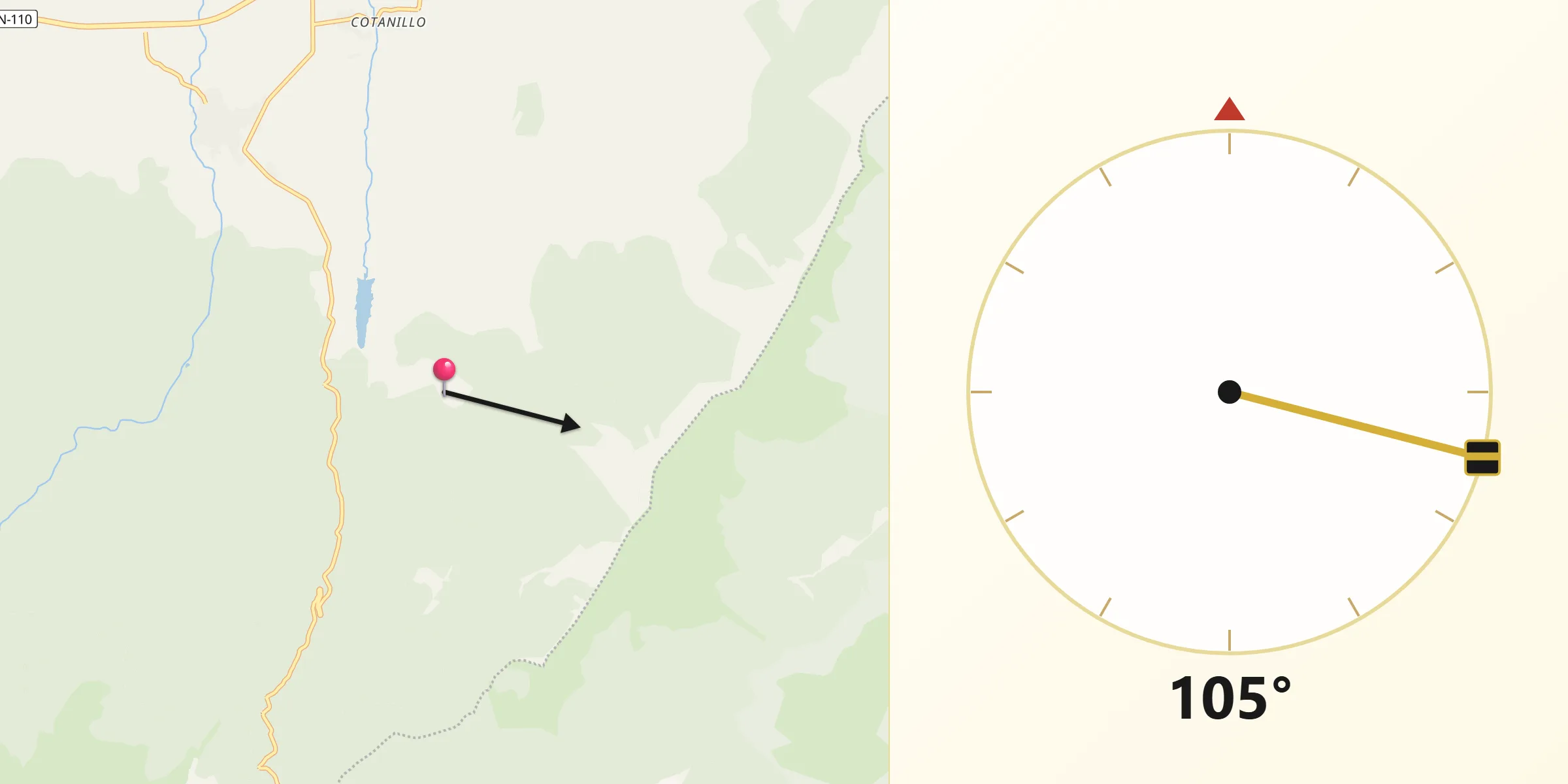 Dirección de la Qibla desde Aldealengua de Pedraza