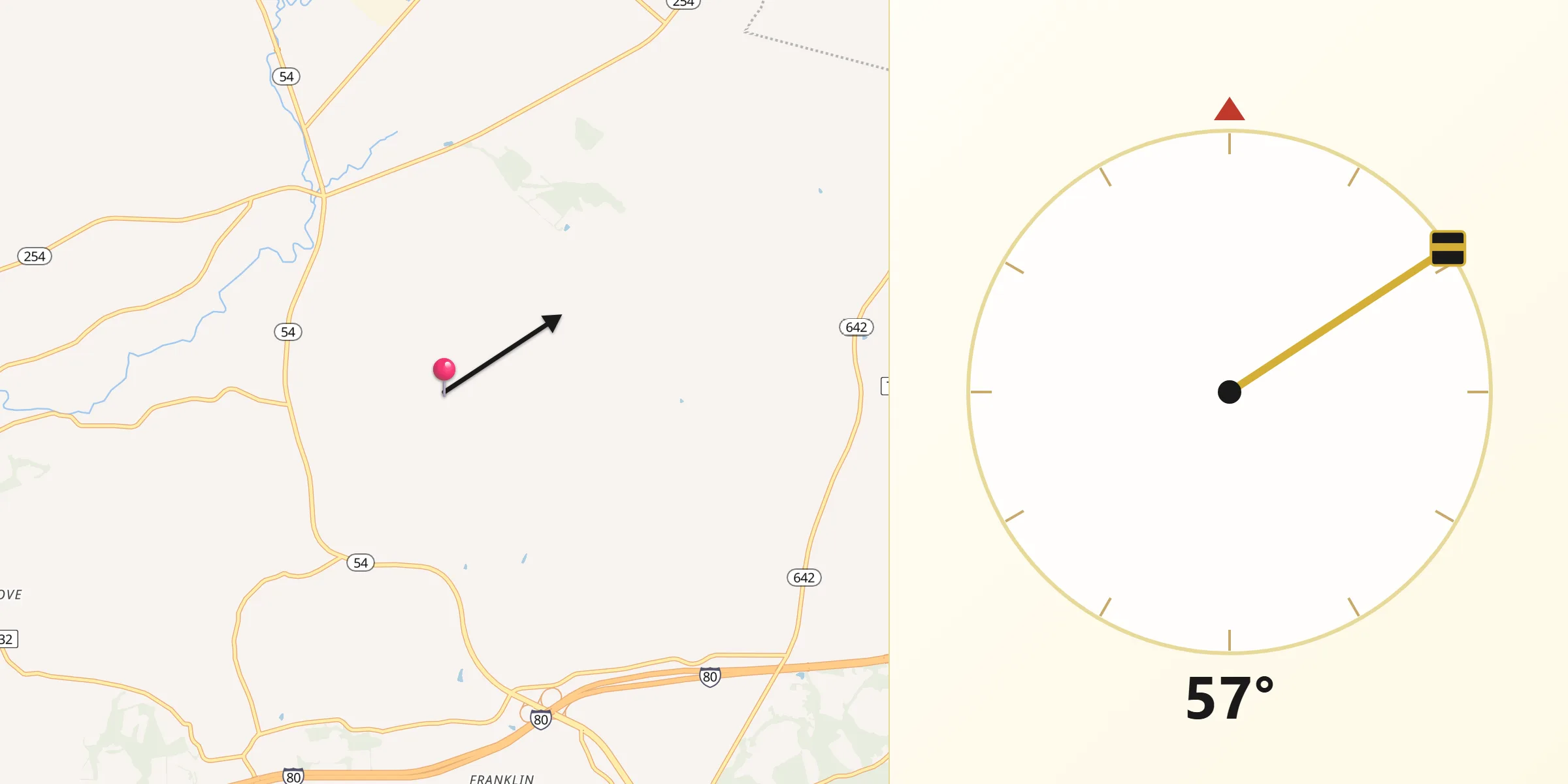 Qibla Direction from Montour
