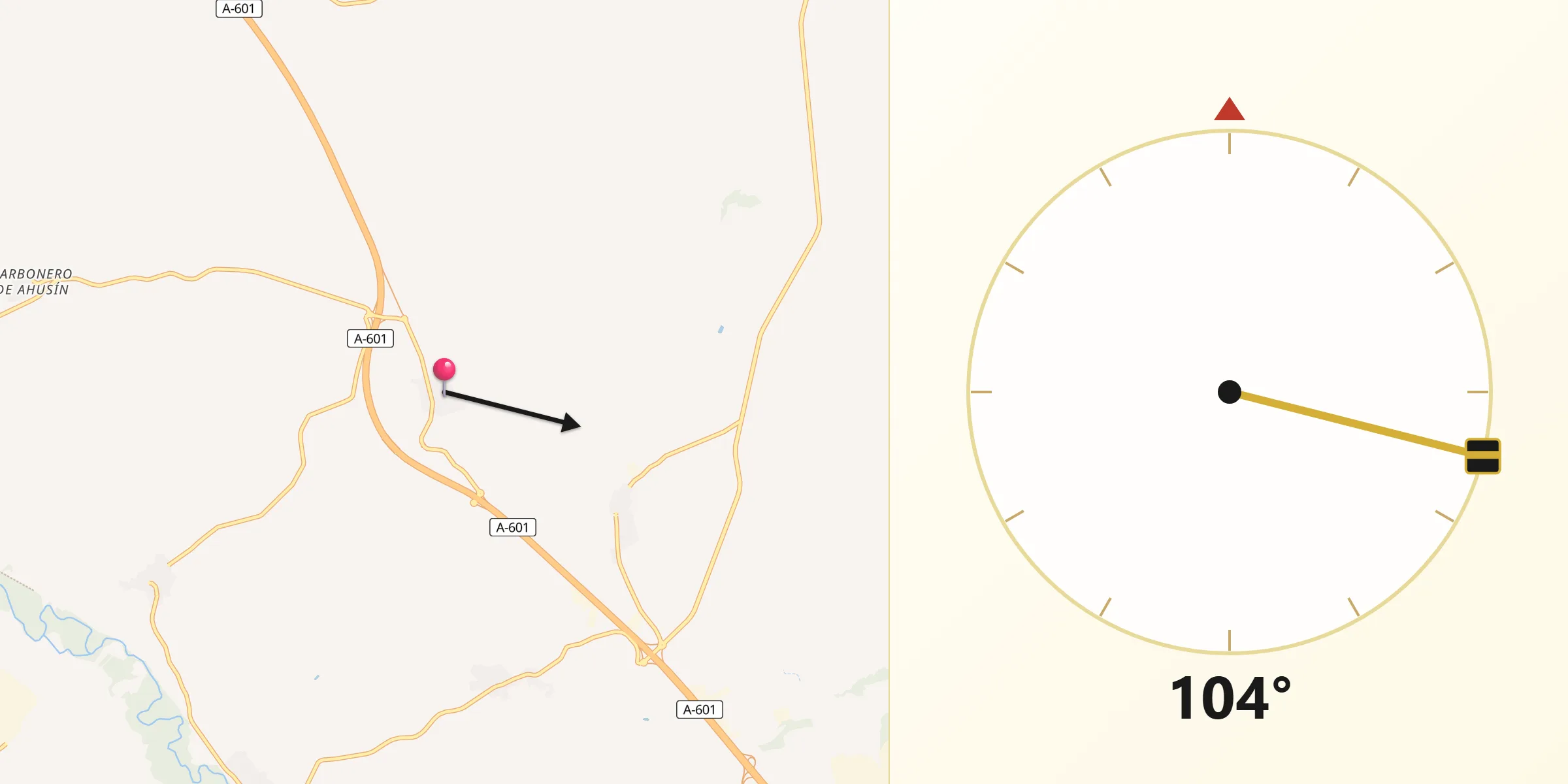 Dirección de la Qibla desde Roda de Eresma